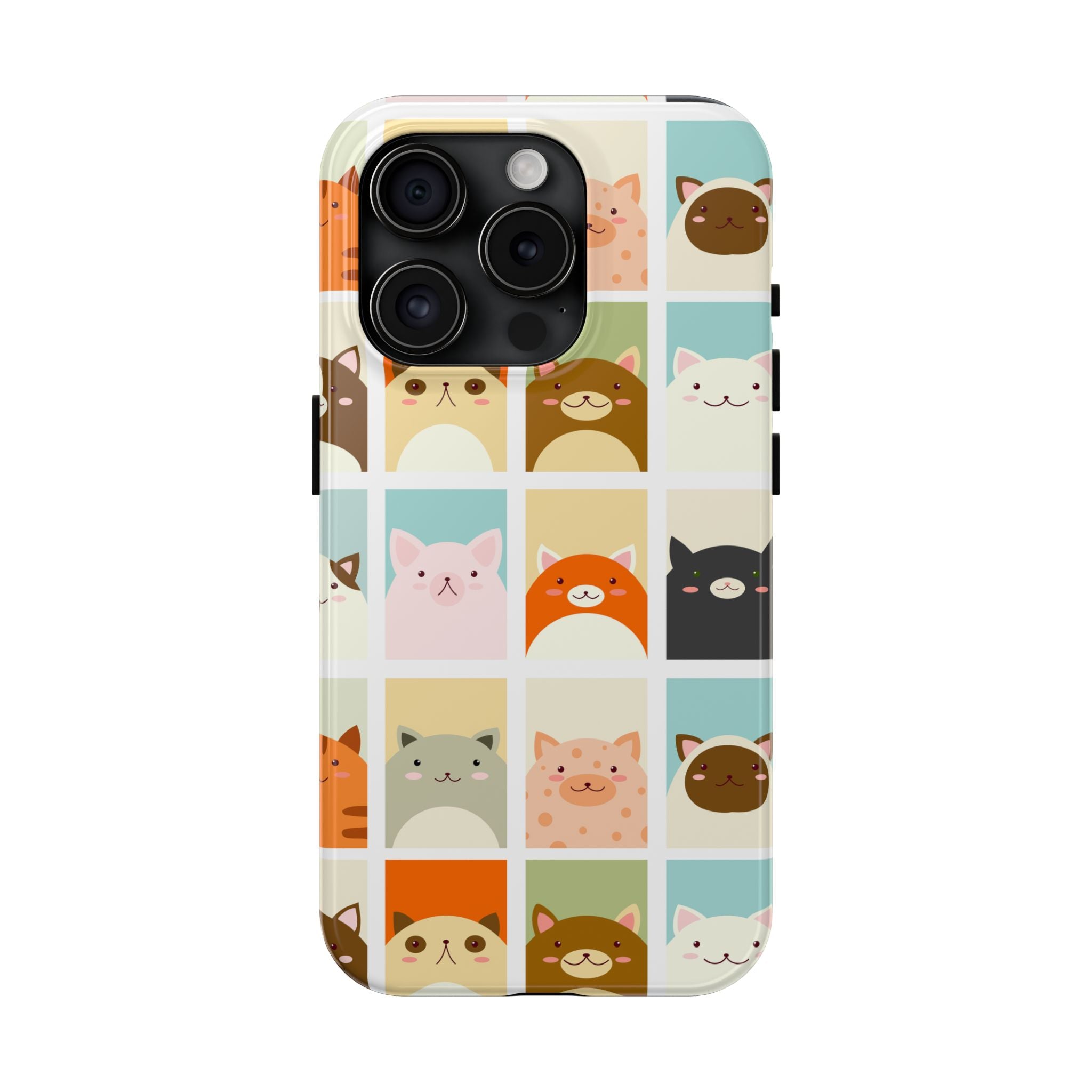 Cute Grid Cats Tough Phone Case