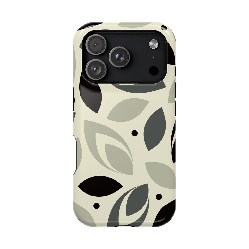 Leaf Pattern Impact-Resistant Phone Case — Neutral Botanical Protective Cover