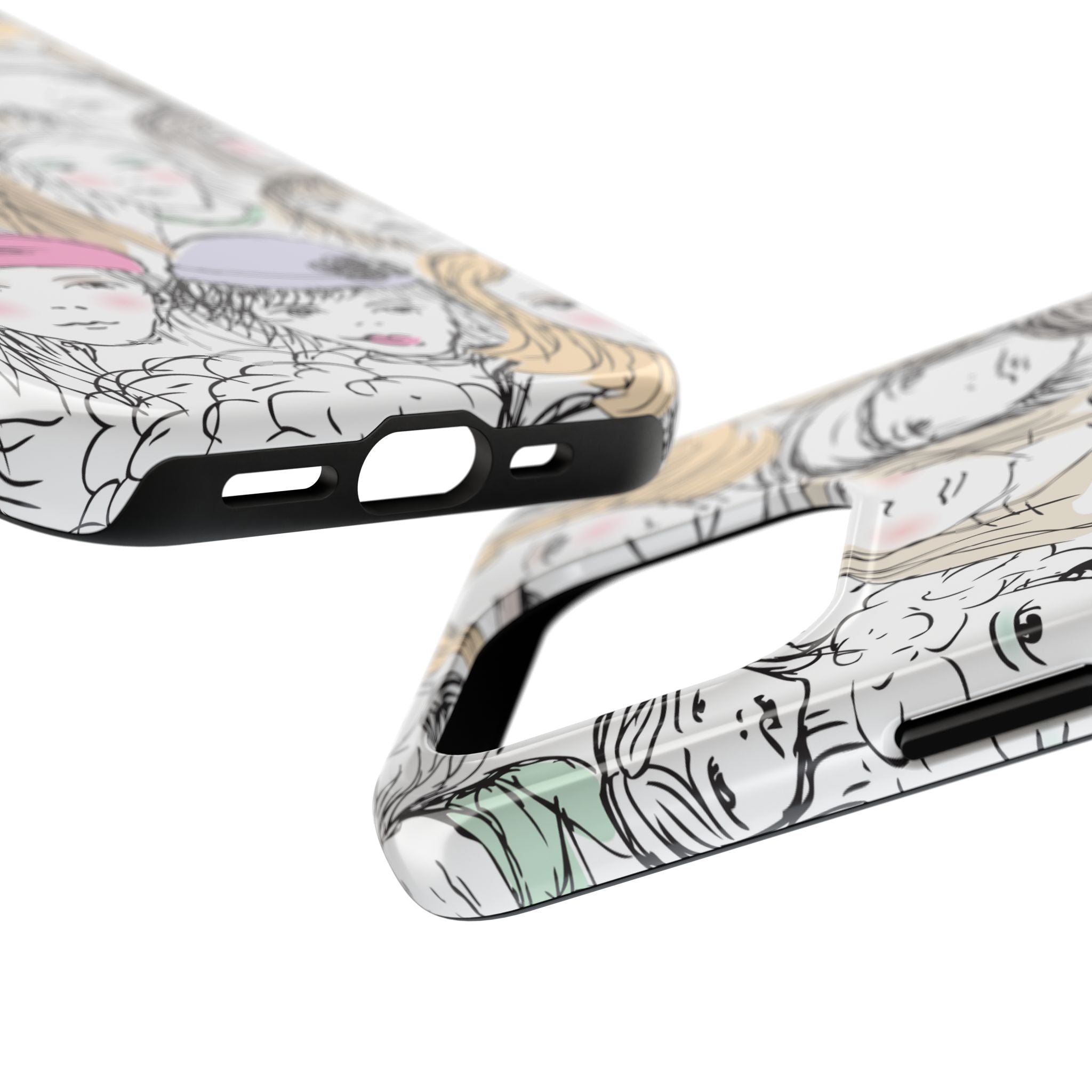 Phone Case — Hand-Drawn Faces Pattern
