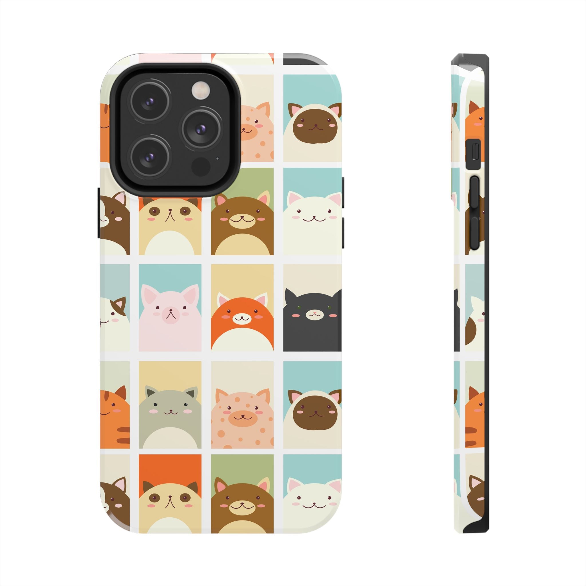 Cute Grid Cats Tough Phone Case
