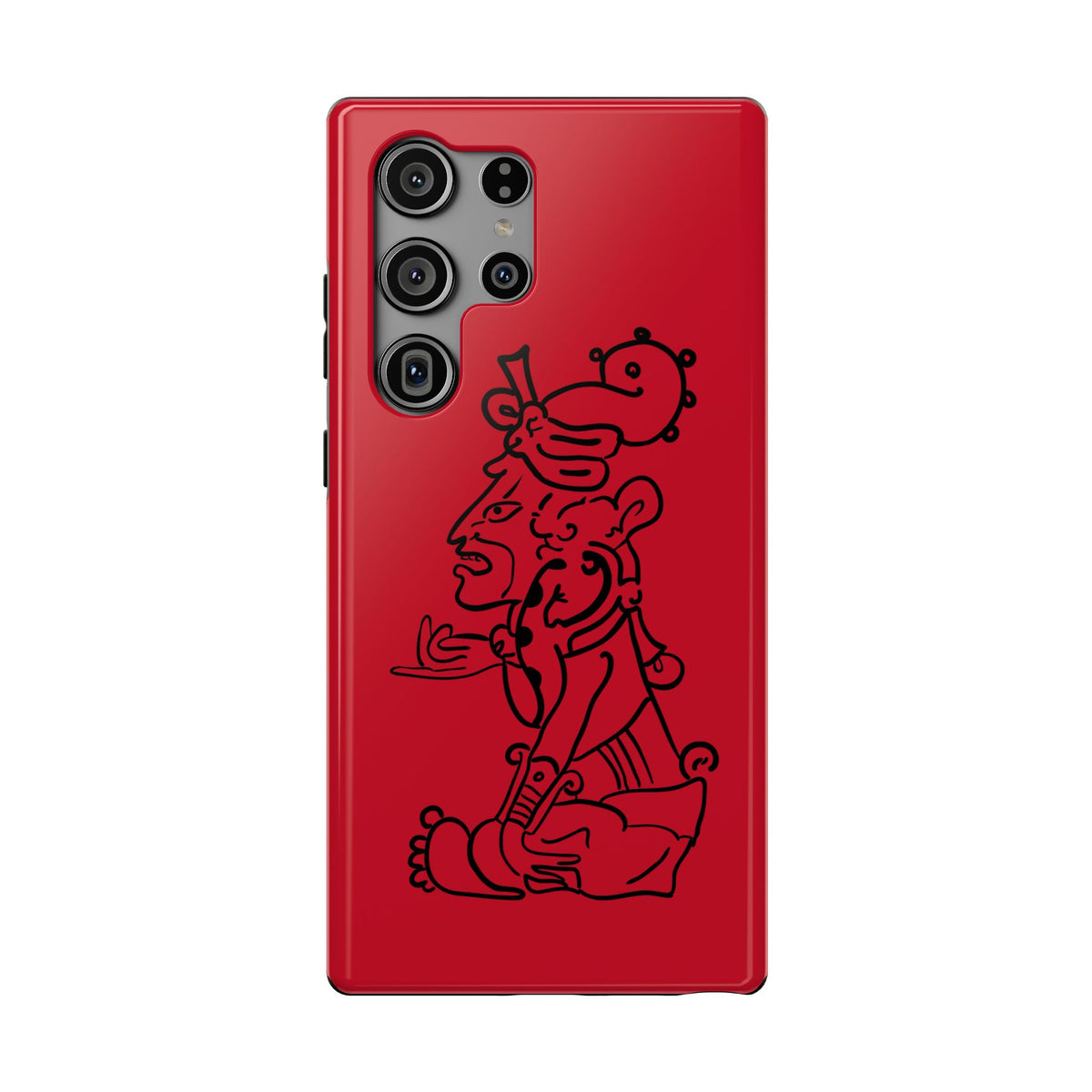 Phone Case — Red Impact-Resistant Case with Line Art Totem Design