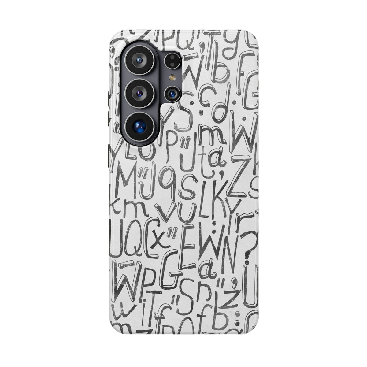 Monochrome Letter Pattern Impact-Resistant Case for iPhone
