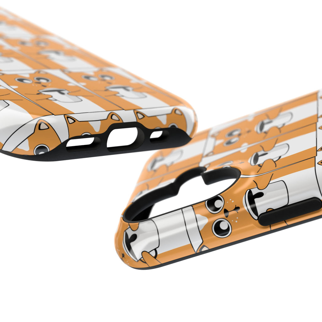 Impact-Resistant Phone Case — Cute Orange Shiba Inu Pattern