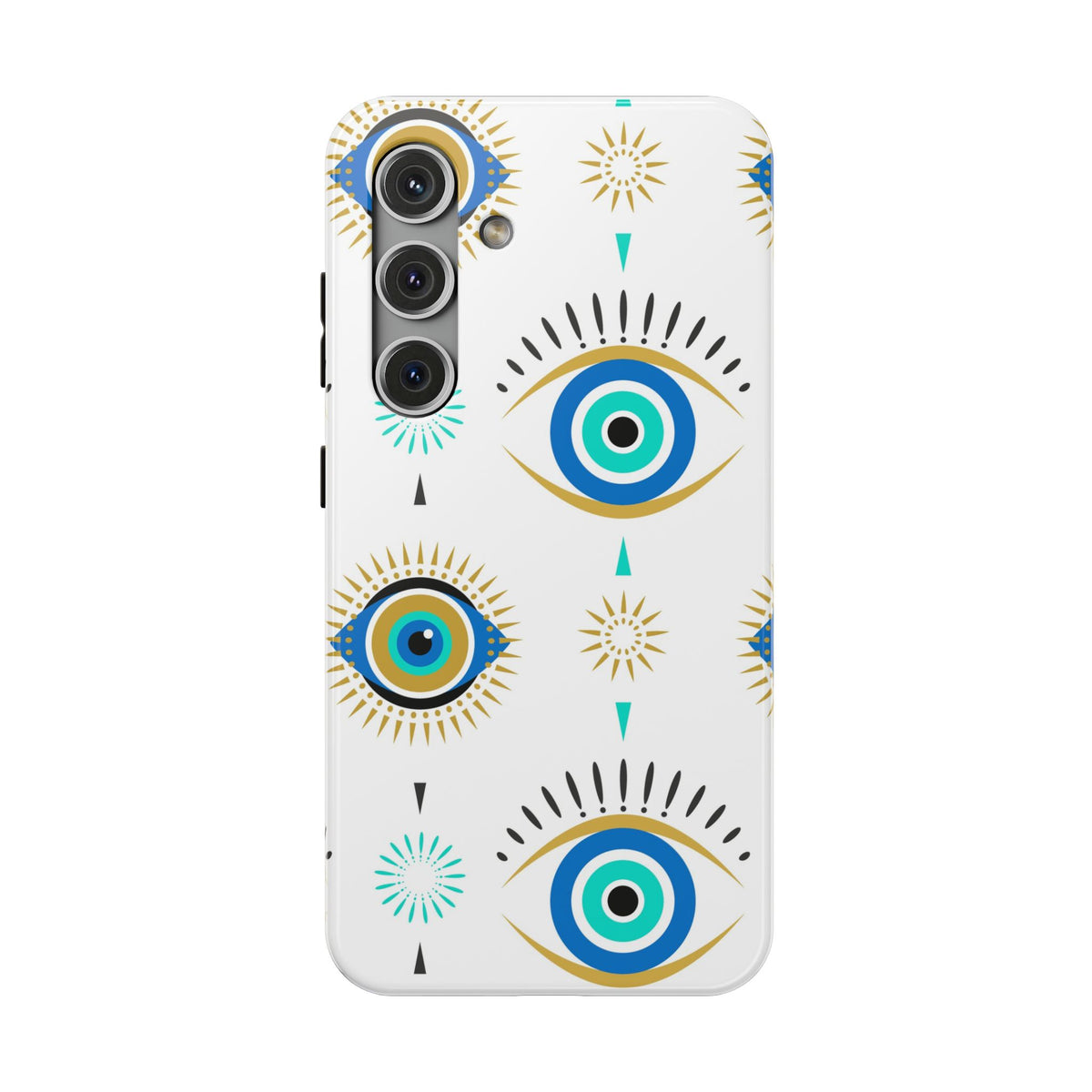 Evil Eye Impact-Resistant Phone Case – Protective Blue & Gold Charm Design