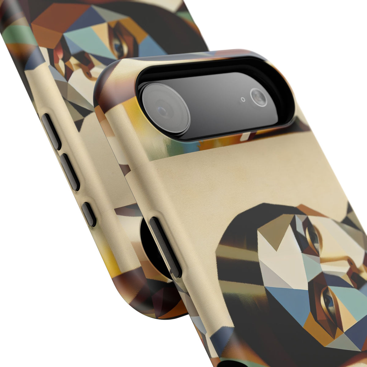 Geometric Portrait Impact-Resistant Phone Case — Abstract Face Art Protective Cover
