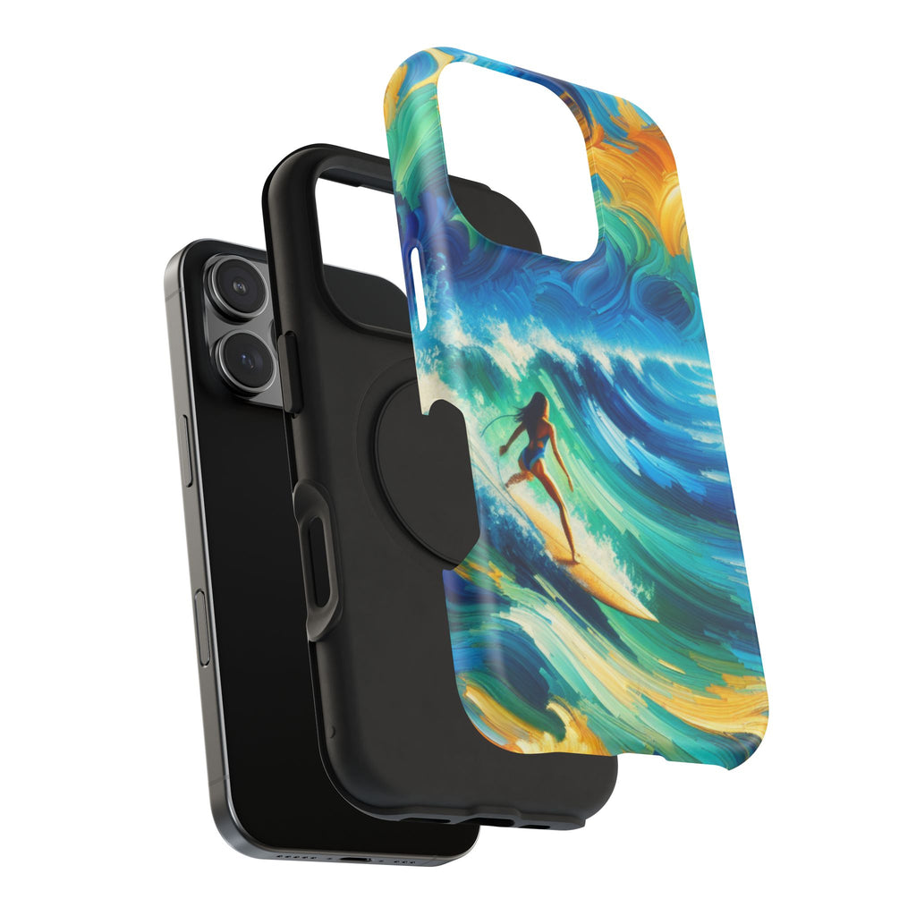 Surf-Inspired Impact Resistant Phone Case, Vibrant Ocean Wave Design