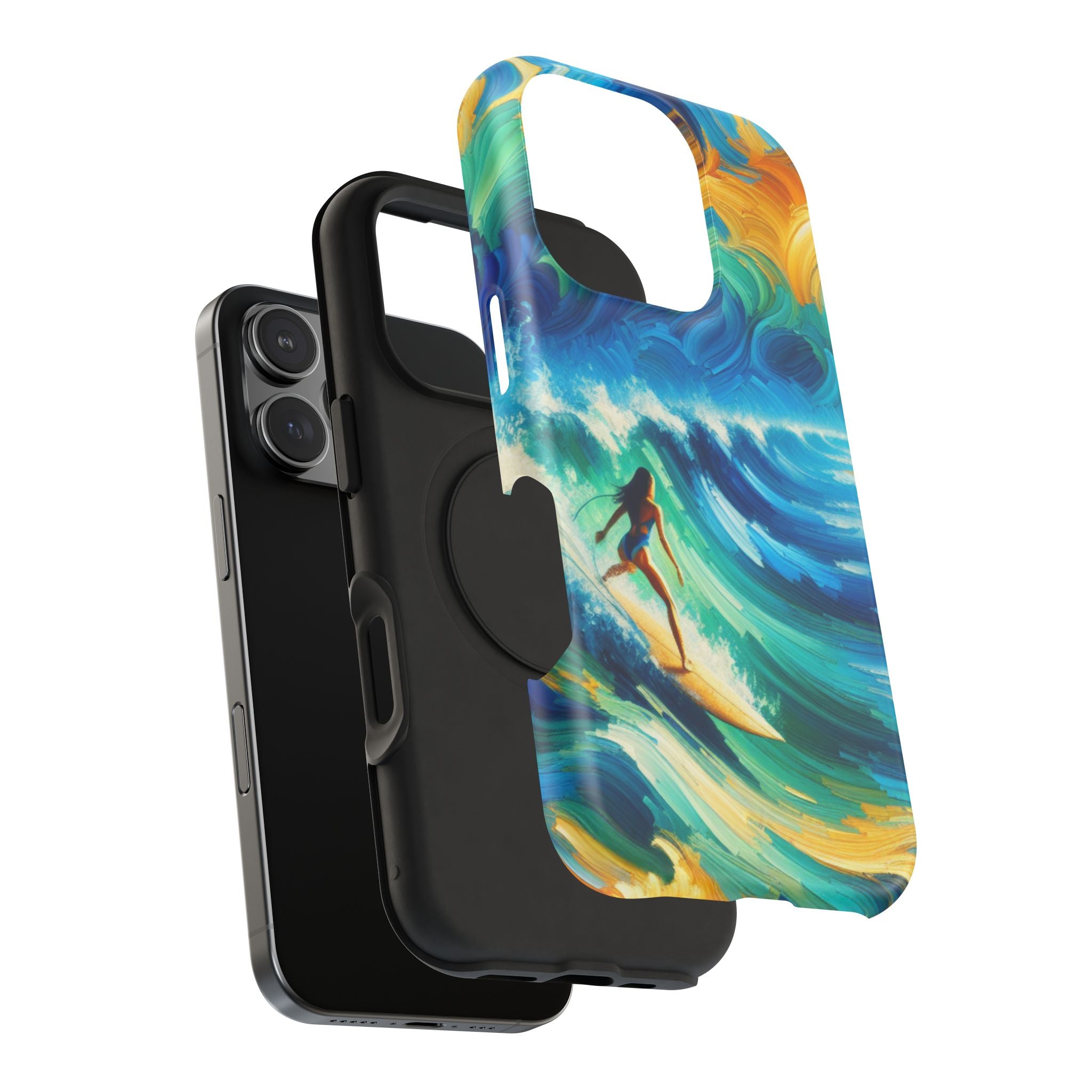 Surf-Inspired Impact Resistant Phone Case, Vibrant Ocean Wave Design