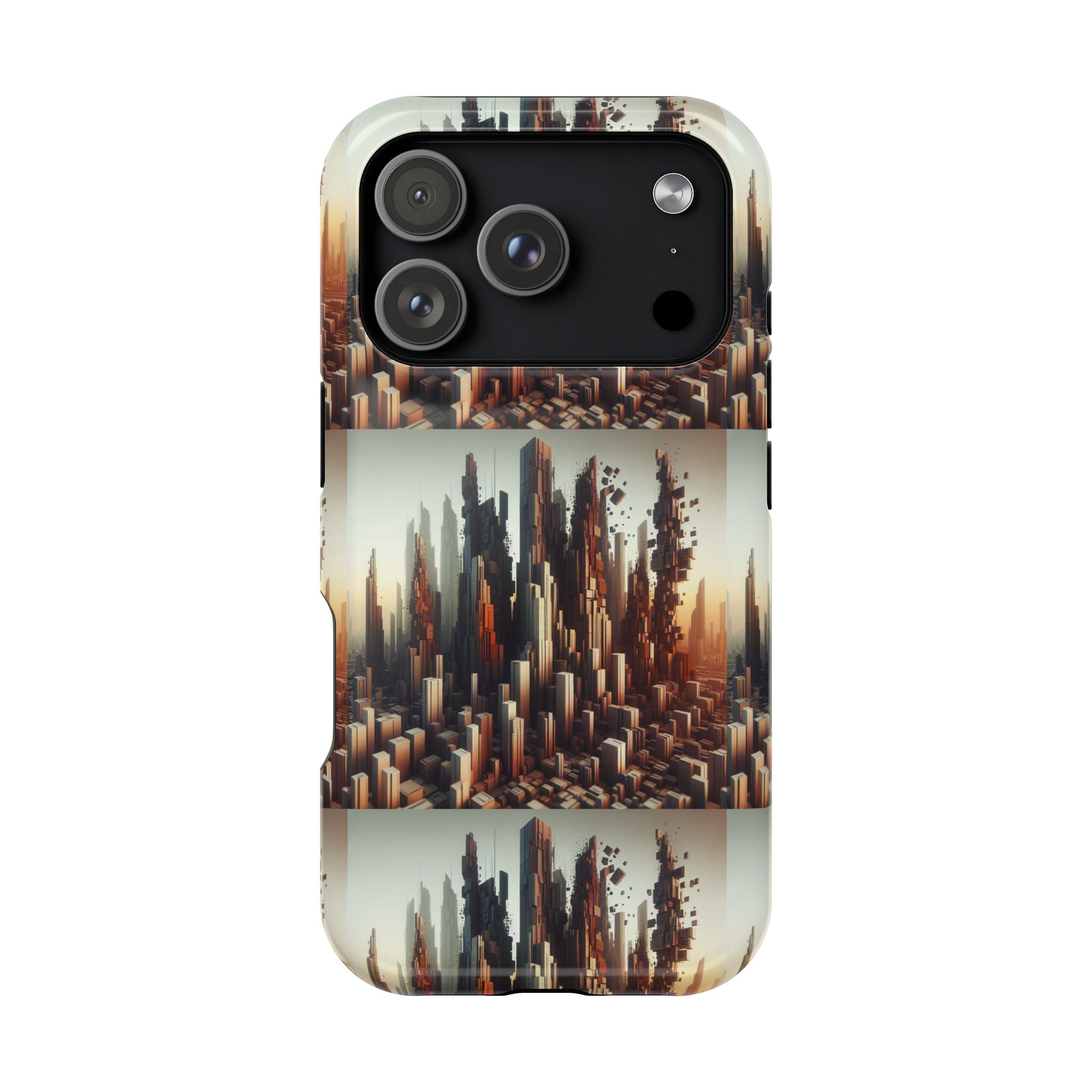 Abstract Skyline iPhone Case — Surreal Cityscape Impact-Resistant Phone Cover