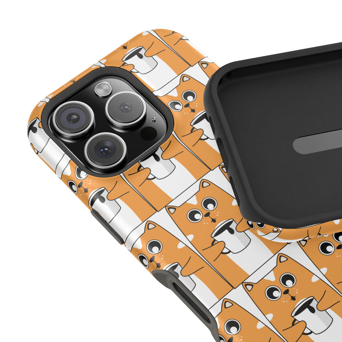 Impact-Resistant Phone Case — Cute Orange Shiba Inu Pattern