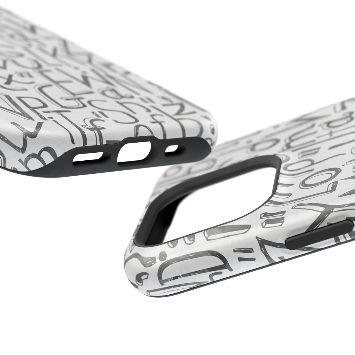 Monochrome Letter Pattern Impact-Resistant Case for iPhone