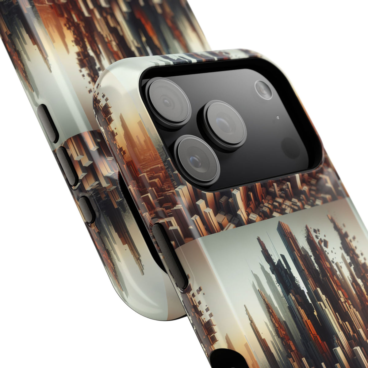 Abstract Skyline iPhone Case — Surreal Cityscape Impact-Resistant Phone Cover