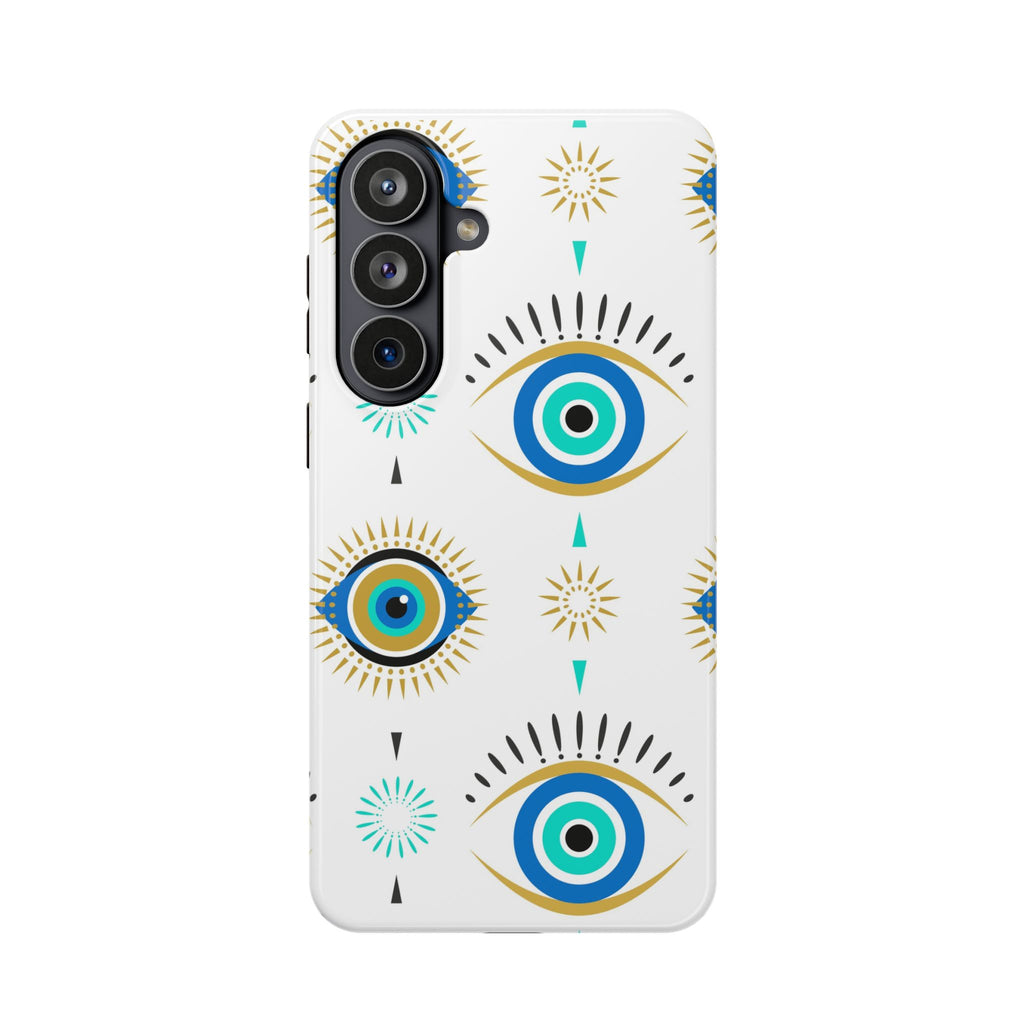 Evil Eye Impact-Resistant Phone Case – Protective Blue & Gold Charm Design