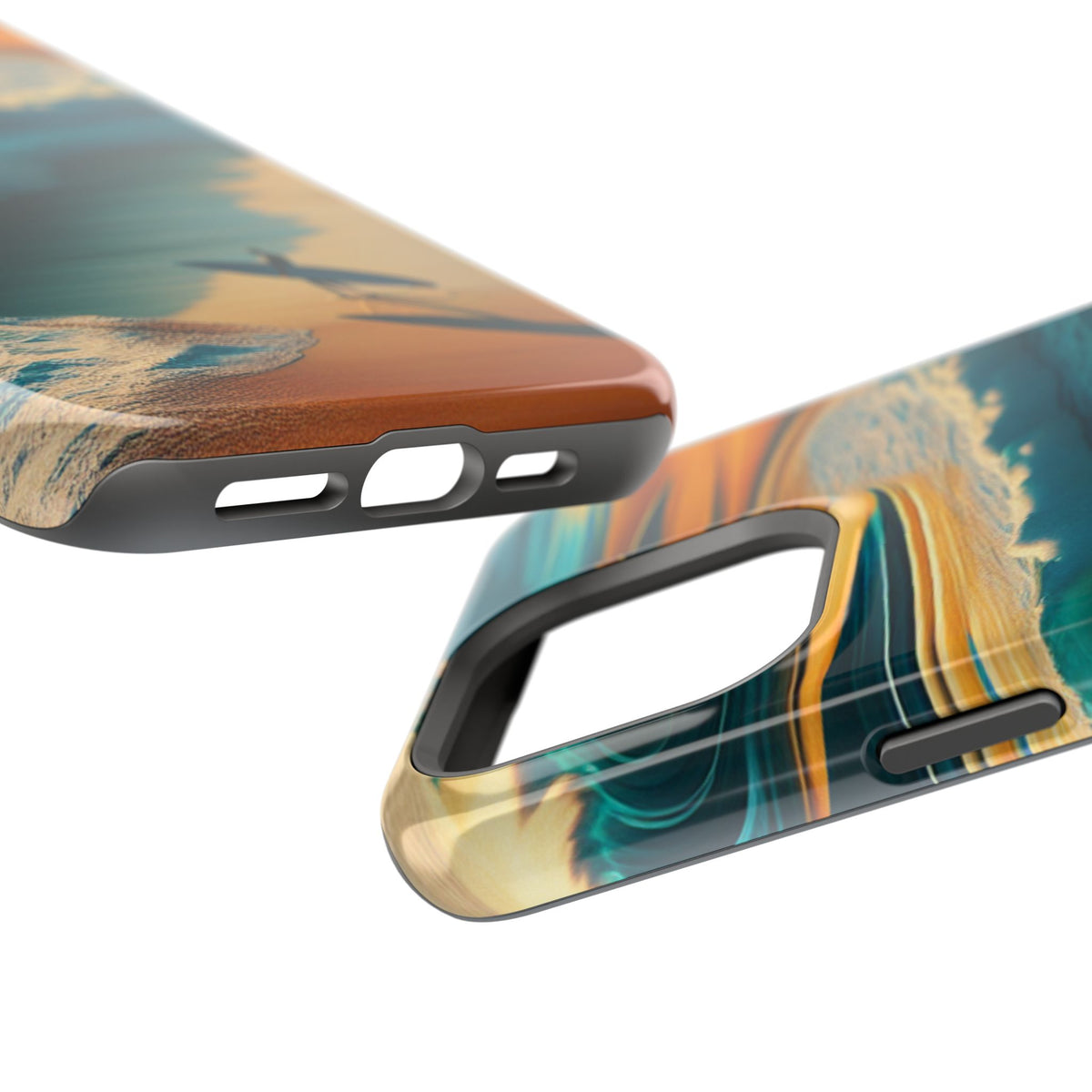 Surf Sunset Impact-Resistant Phone Case — Surfer Silhouette Beach Waves Design