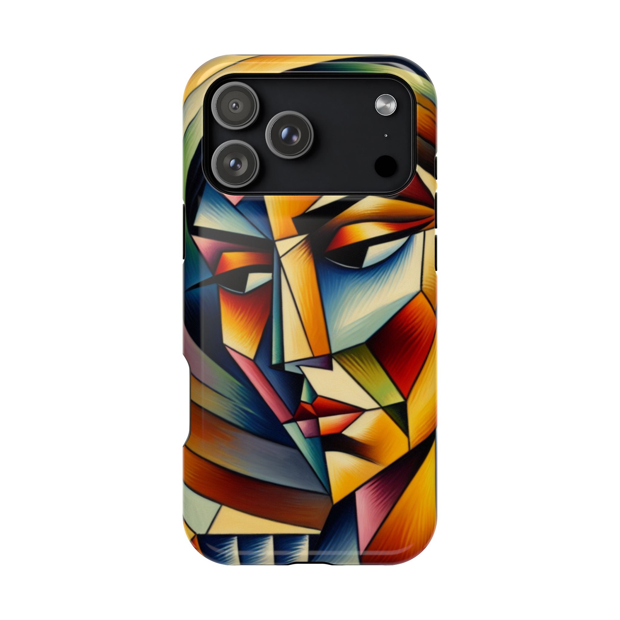 Abstract Cubist Face Phone Case — Impact-Resistant Artistic iPhone Cover