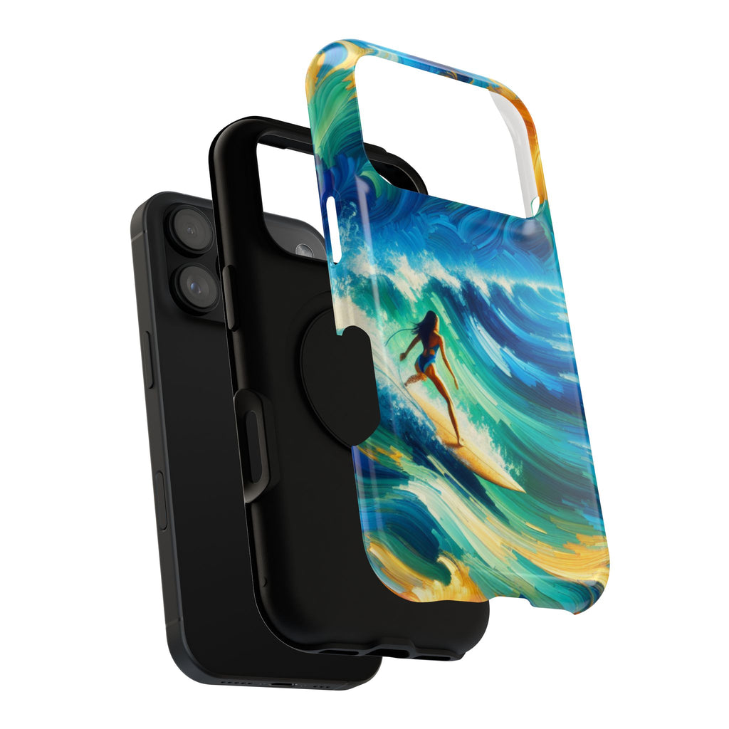 Surfer Wave Impact Phone Case – Vibrant Ocean Art Protective Cover