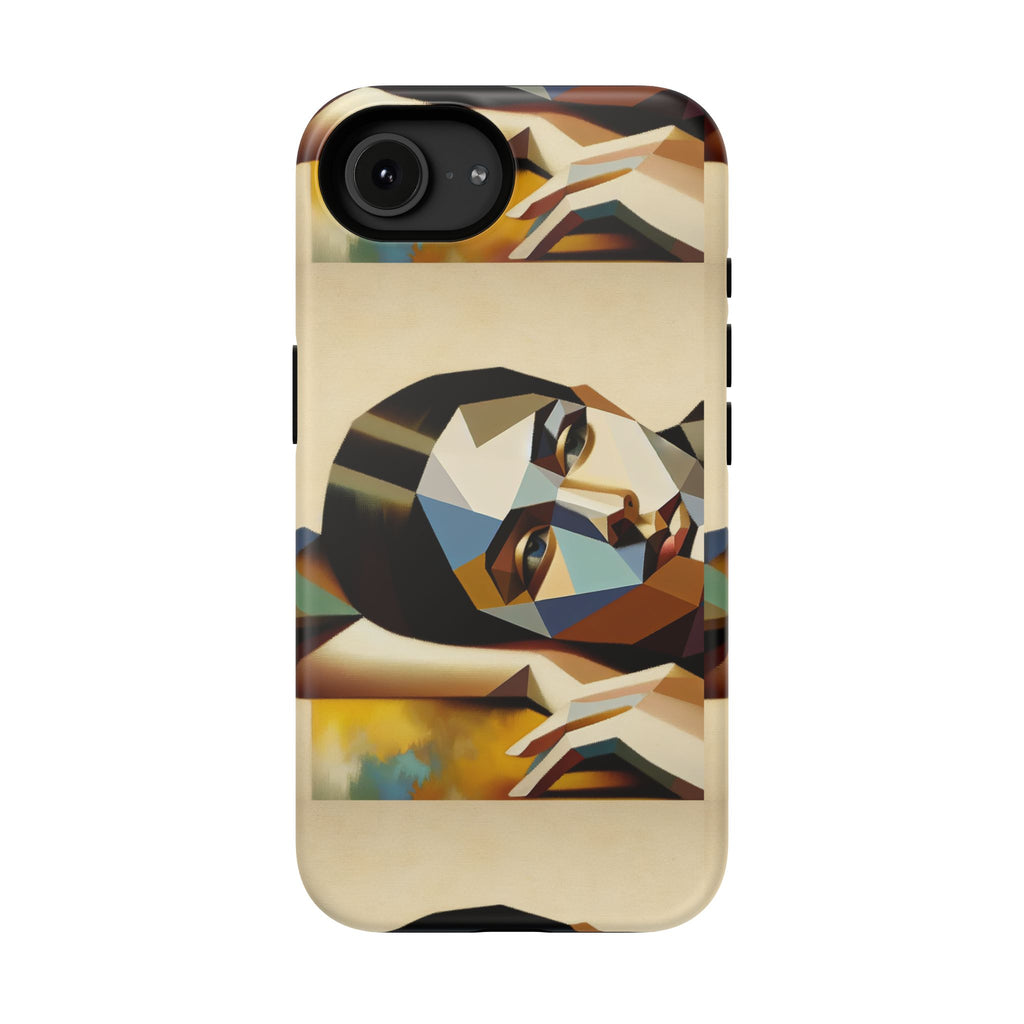 Geometric Portrait Impact-Resistant Phone Case — Abstract Face Art Protective Cover