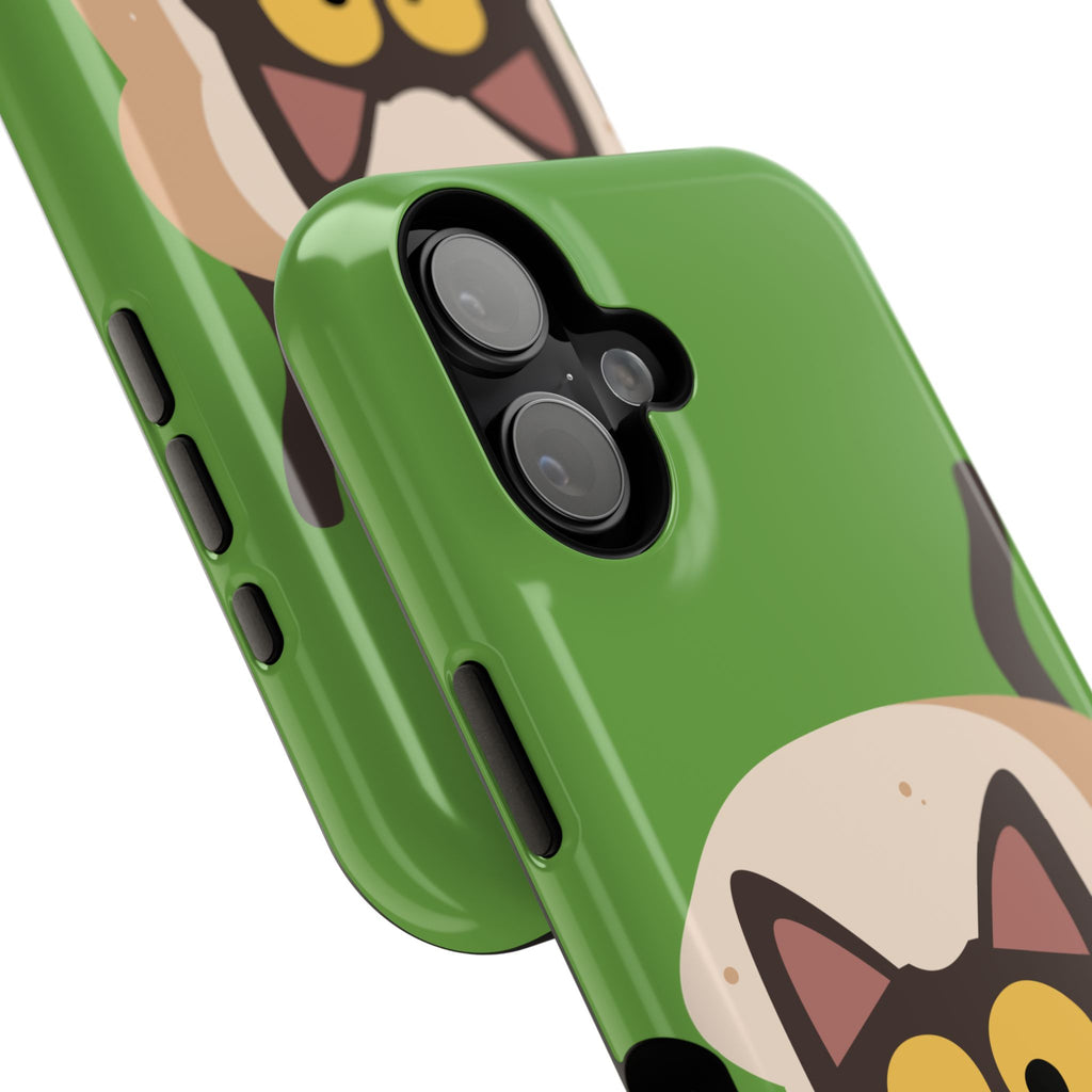 Cute Cat-in-Bread Impact-Resistant Phone Case – Green