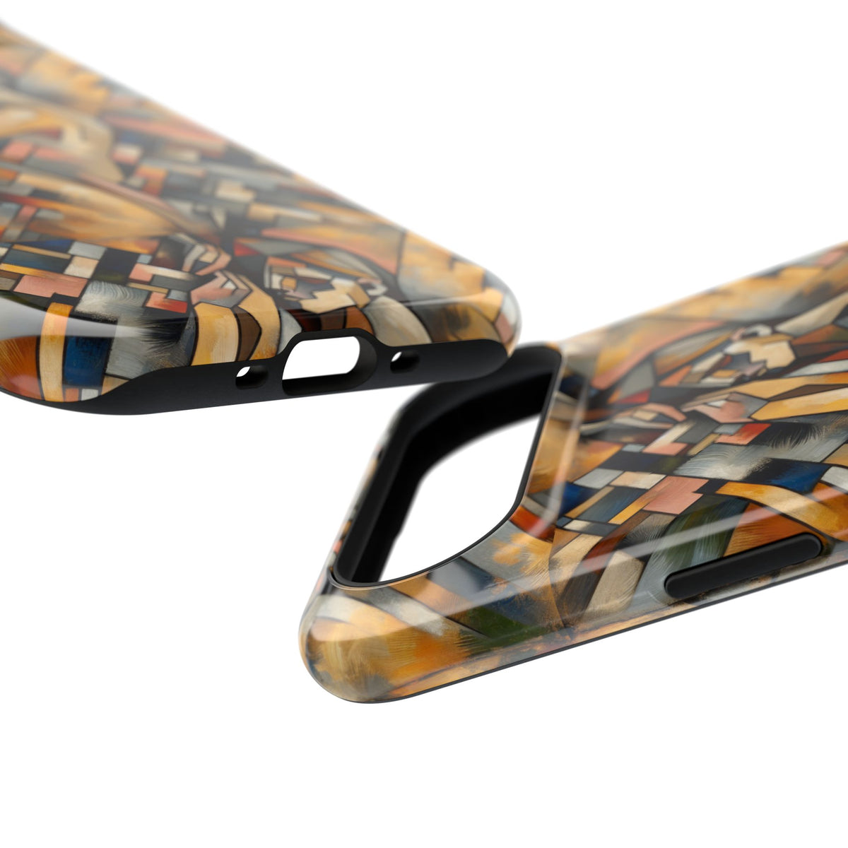 Art Deco Mosaic Phone Case — Geometric Nude Figure Impact-Resistant Case