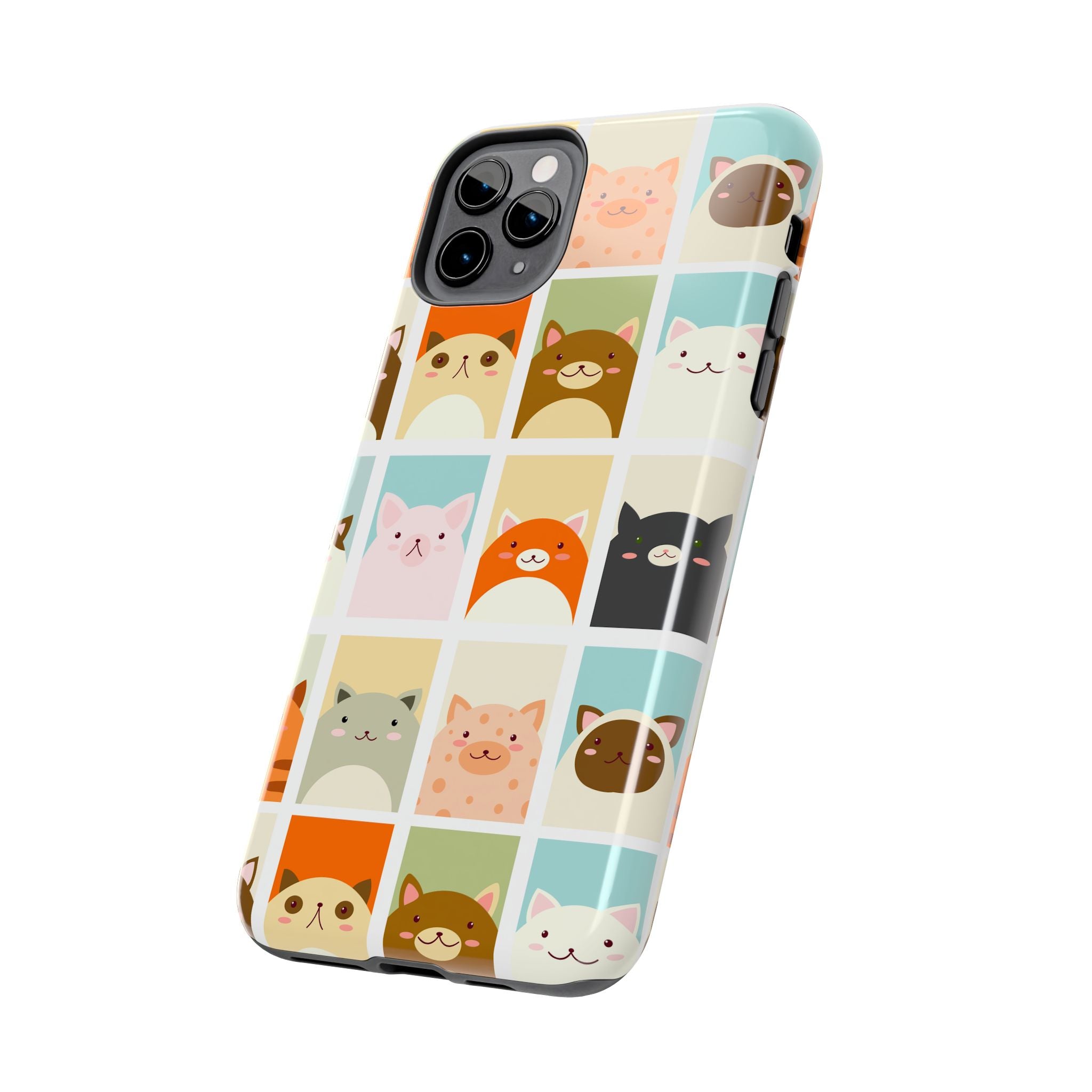 Cute Grid Cats Tough Phone Case