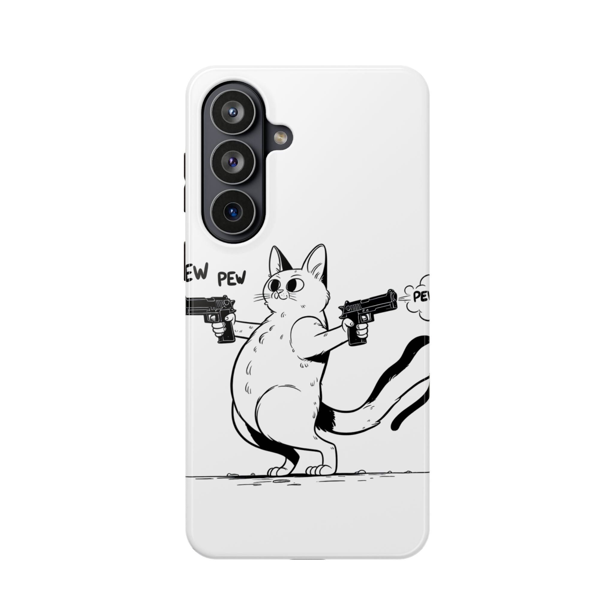 Impact Resistant Phone Case- Funny Cat Pew Pew