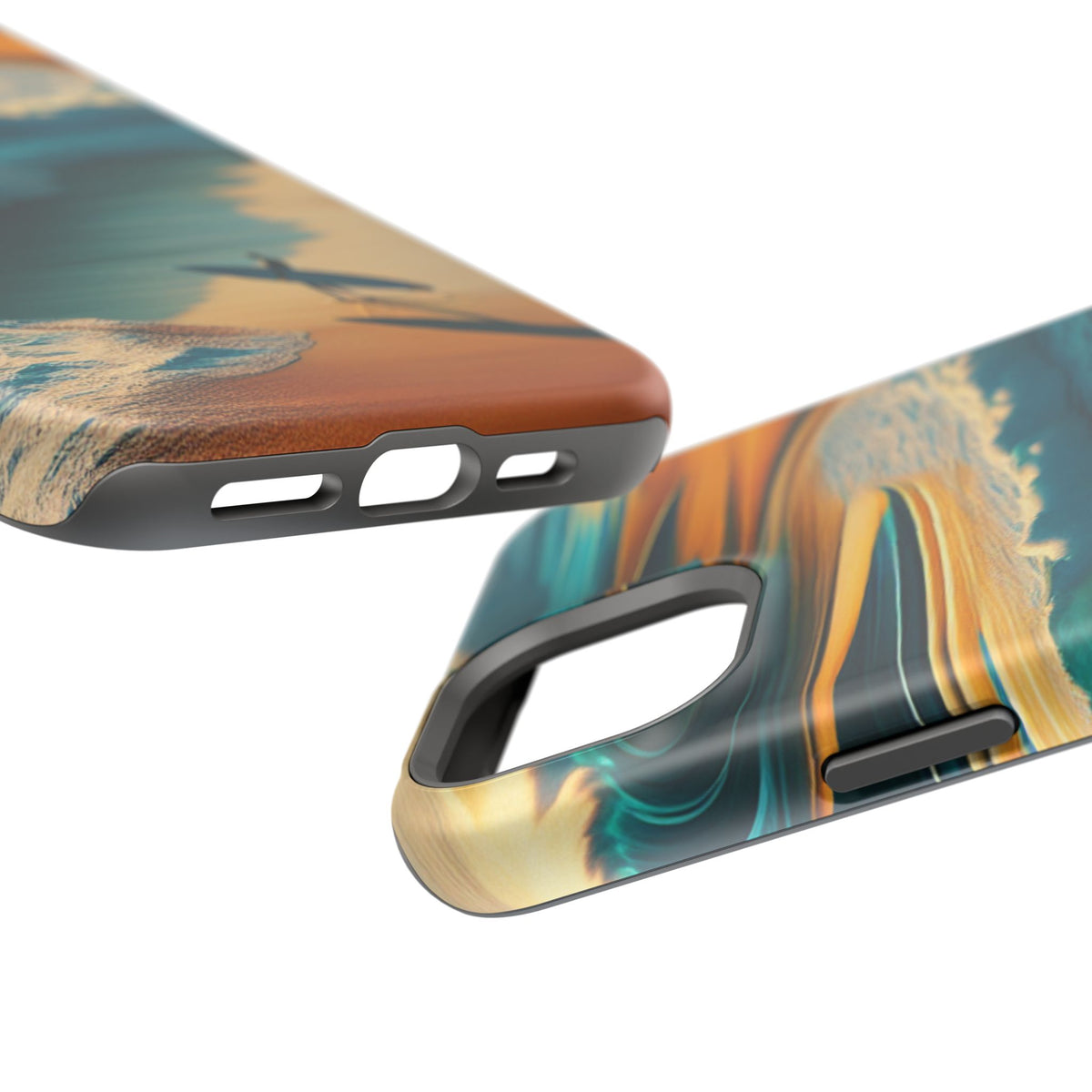 Surf Sunset Impact-Resistant Phone Case — Surfer Silhouette Beach Waves Design