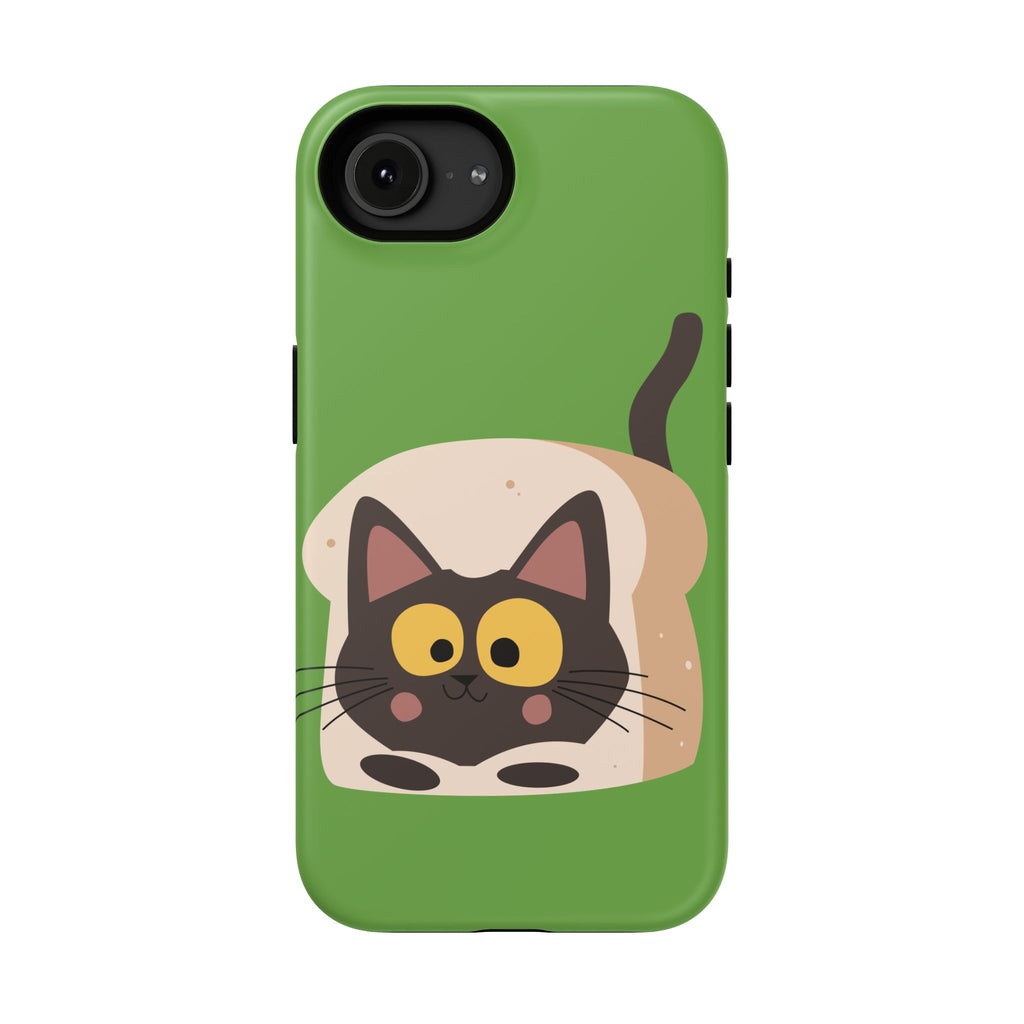 Cute Cat-in-Bread Impact-Resistant Phone Case – Green
