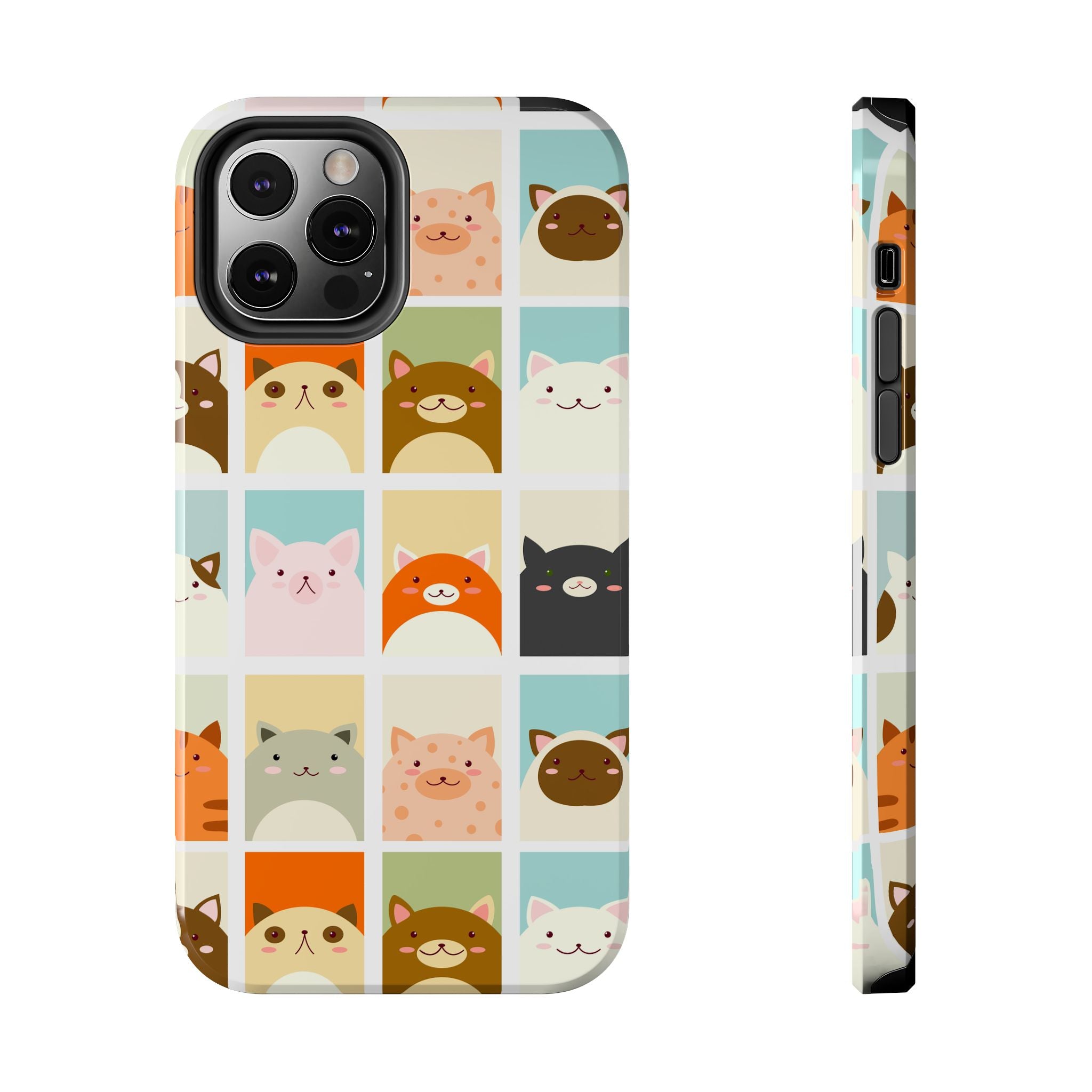 Cute Grid Cats Tough Phone Case