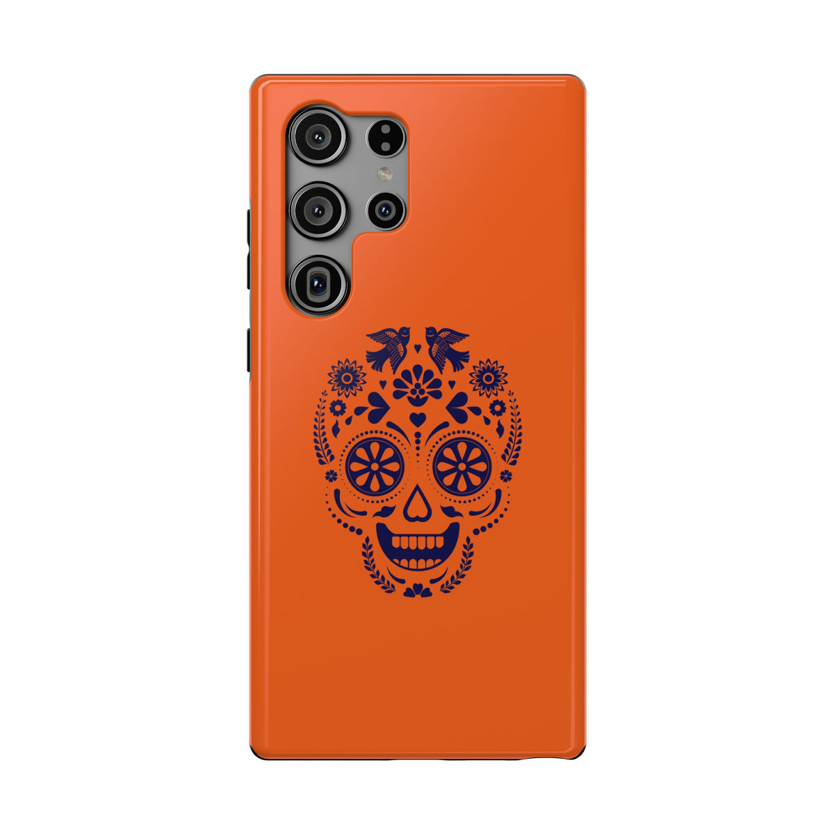Sugar Skull Impact-Resistant Phone Case — Orange Day of the Dead Design