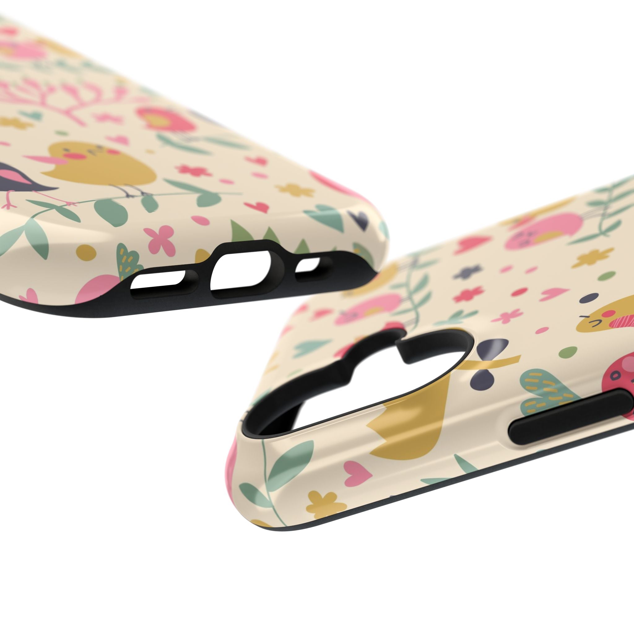 Cute Bird Floral Phone Case, Impact-Resistant