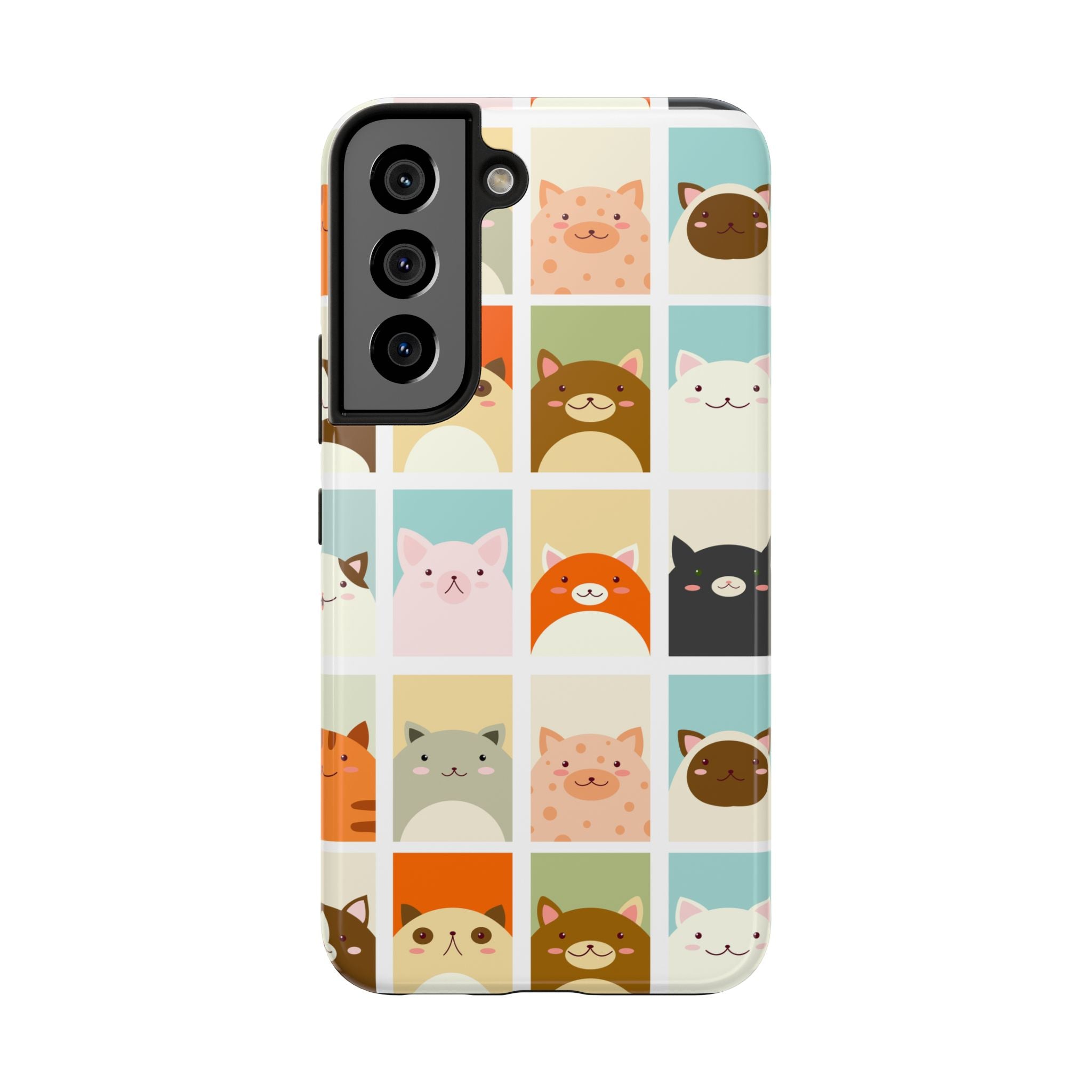 Cute Grid Cats Tough Phone Case