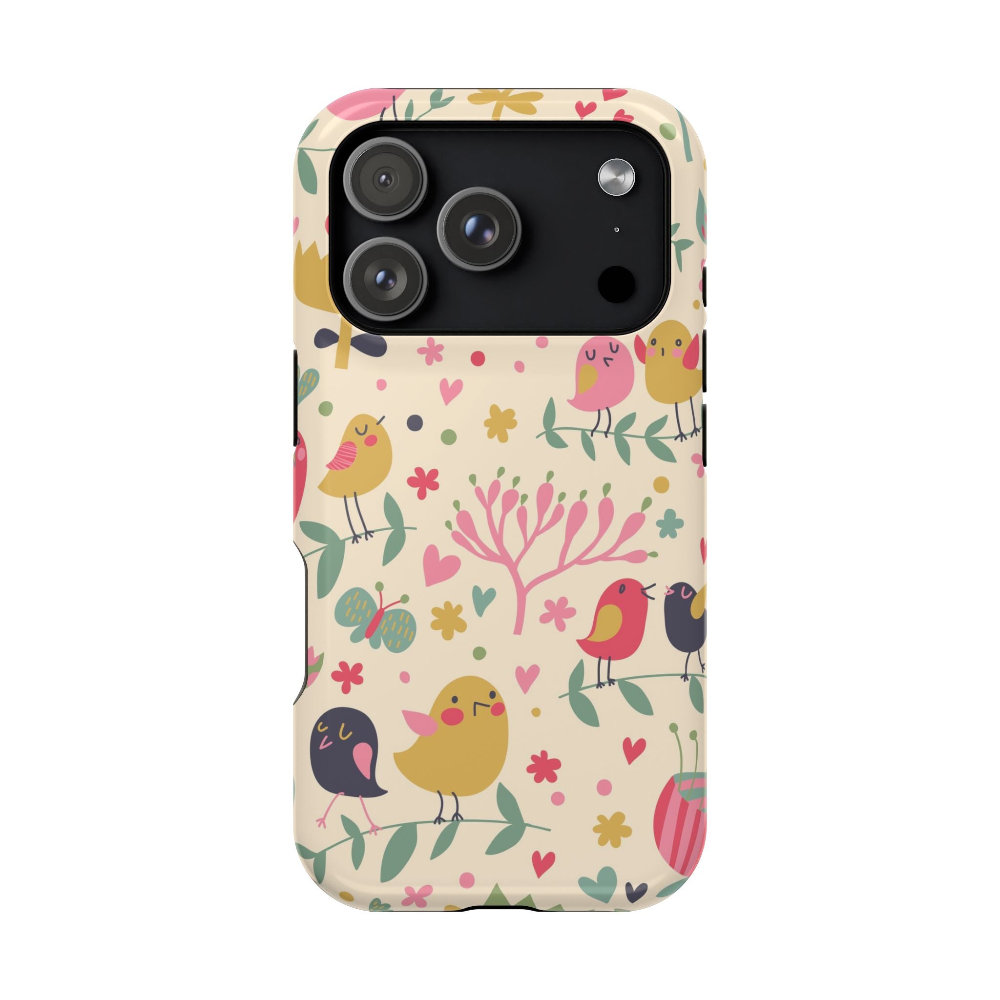 Cute Bird Floral Phone Case, Impact-Resistant