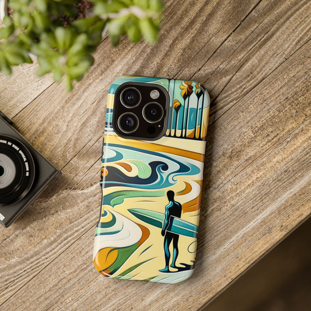 Surfboard Wave Art Phone Case — Impact-Resistant Beach Vibes iPhone Case