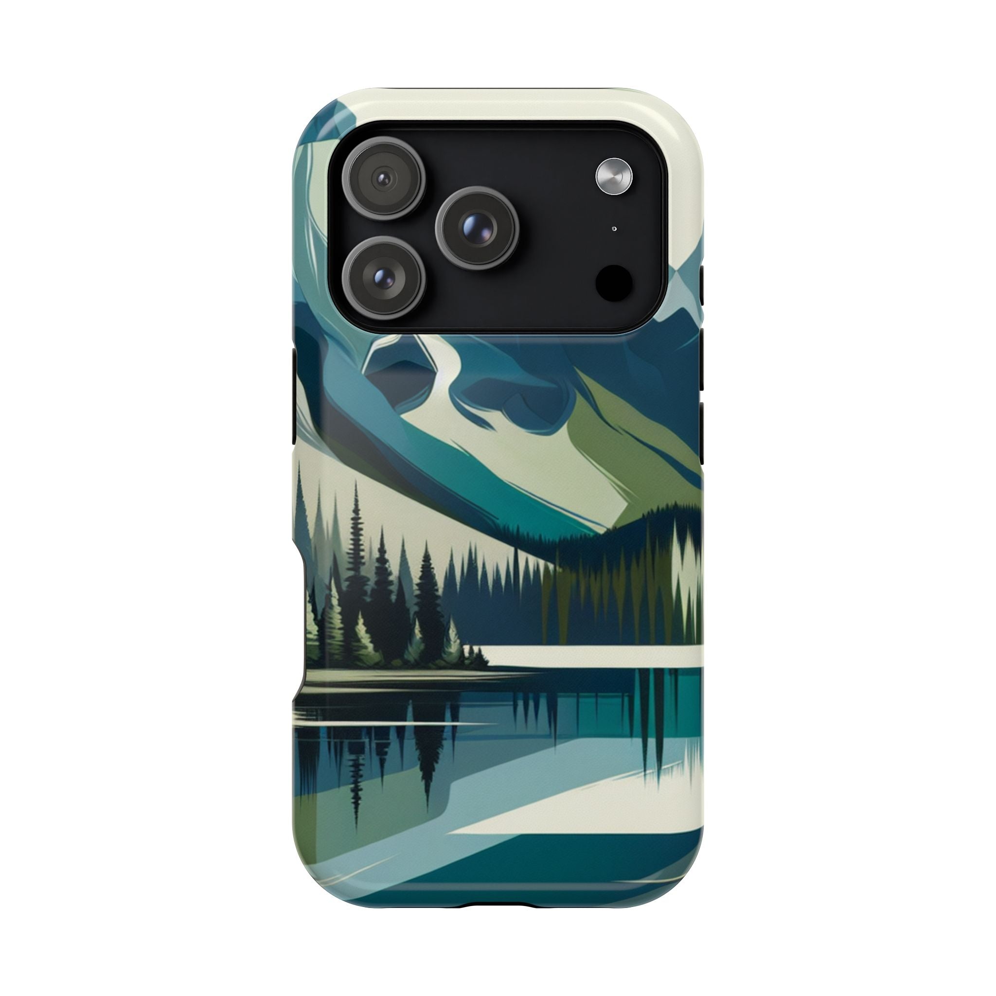 Impact Resistant Phone Case - Mountain Lake with Forest Design