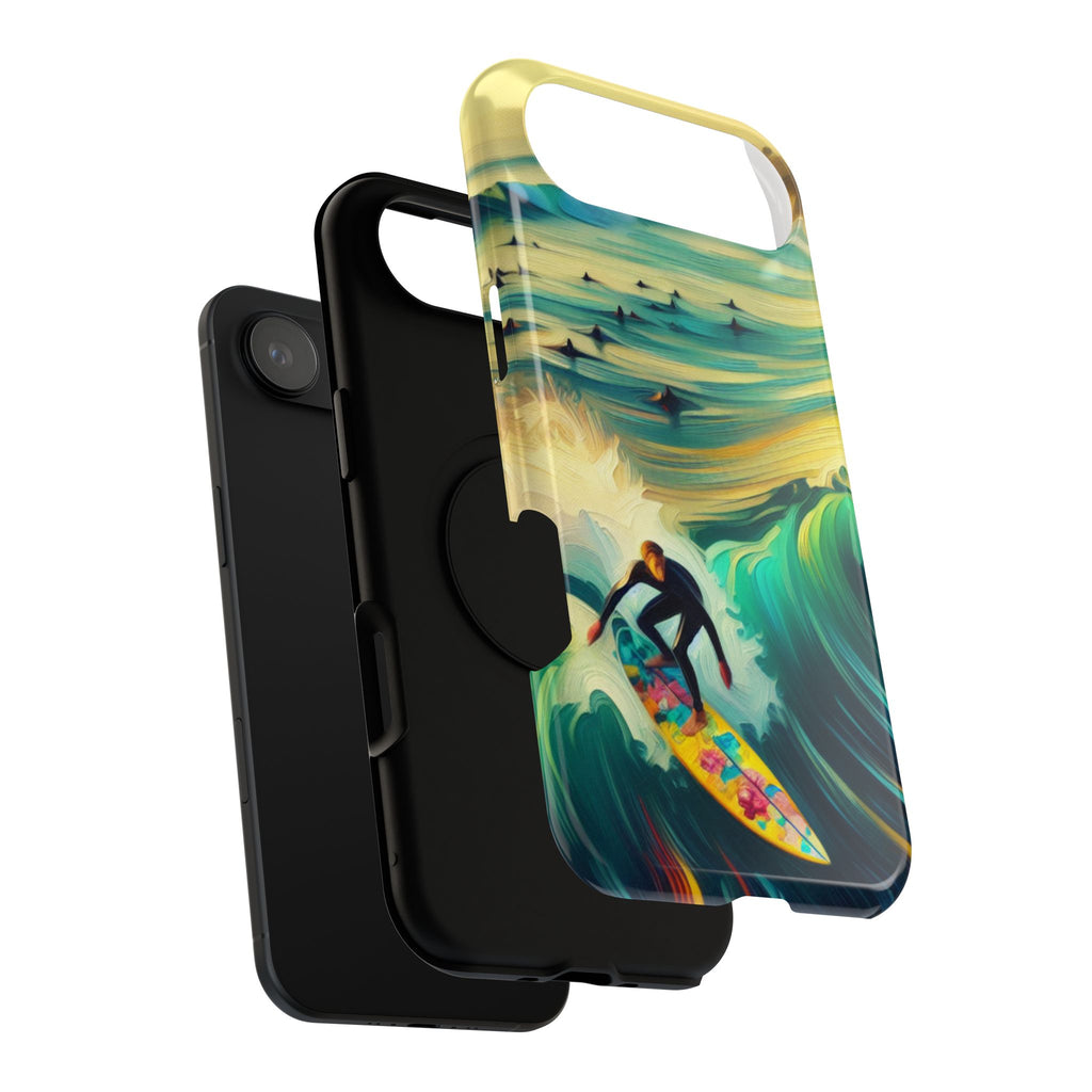 Surfing Waves Impact-Resistant Phone Case — Colorful Surfer Design