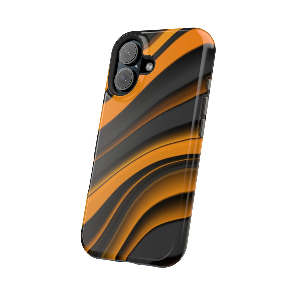 Fancy Orange & Black Wave Design Shockproof Magnetic Phone Case for iPhone/Samsung