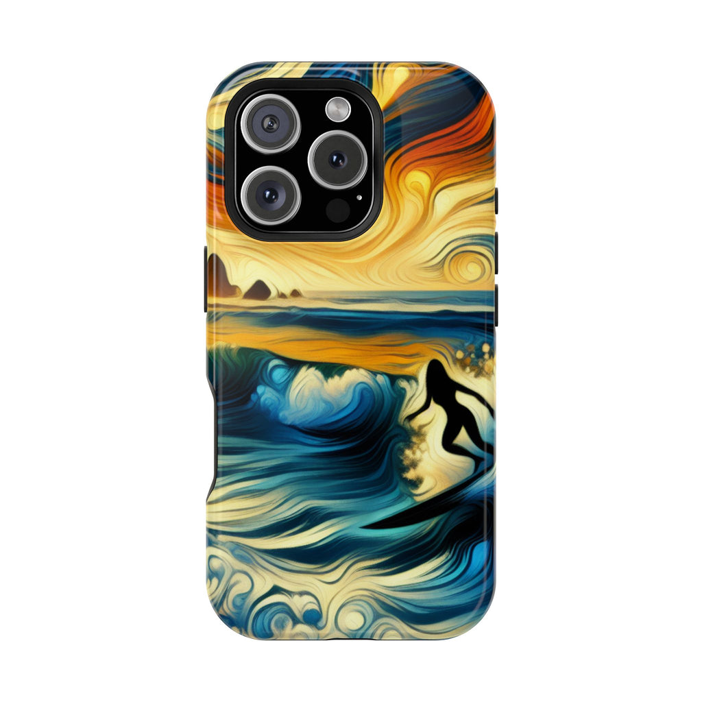 Surfer Sunset Phone Case — Impact‑Resistant Artistic Wave Design