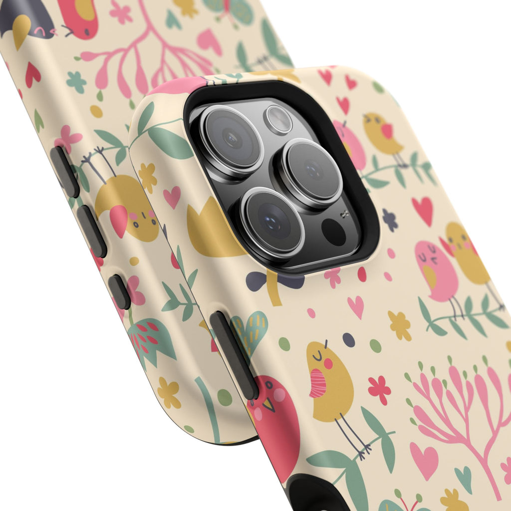 Cute Bird Floral Phone Case, Impact-Resistant