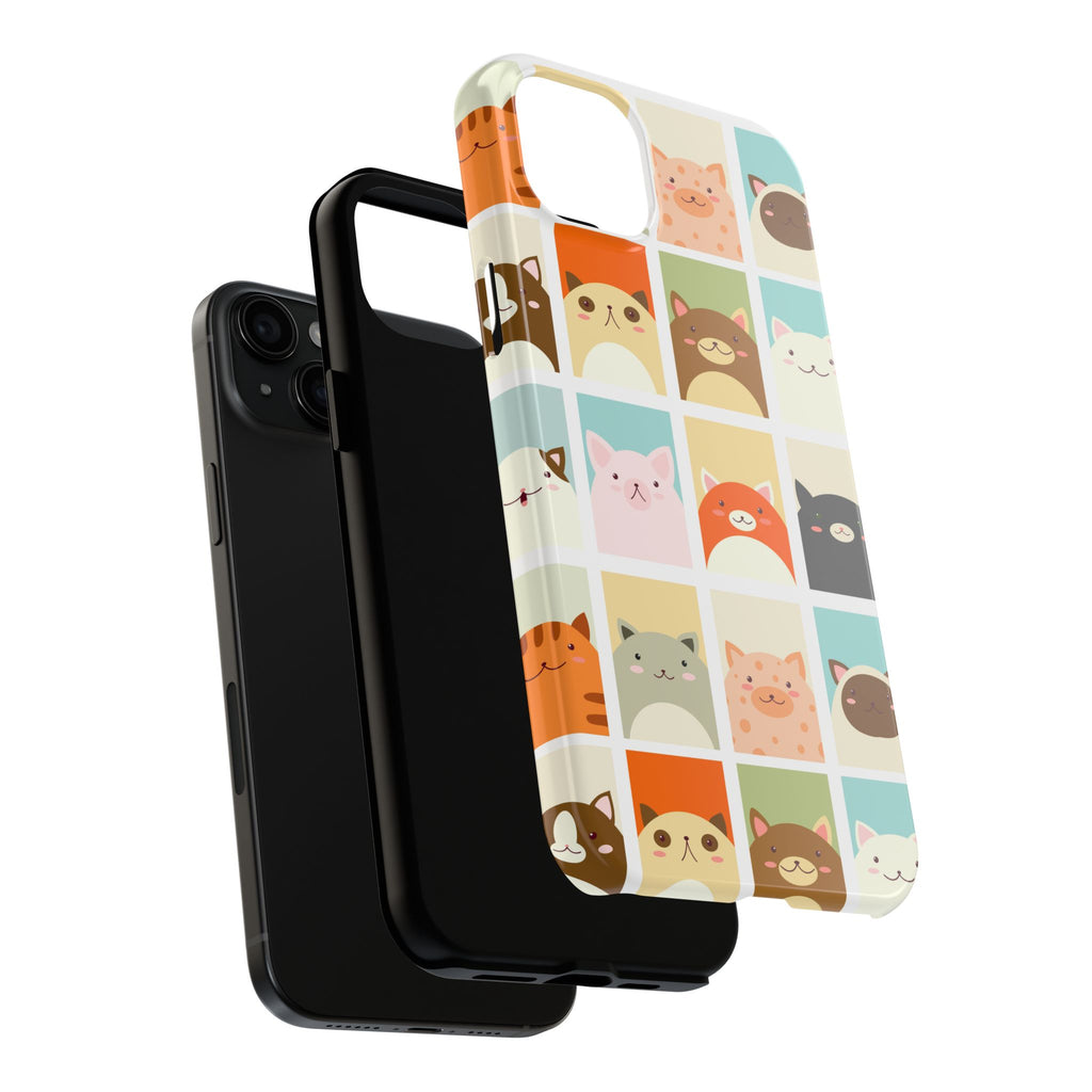 Cute Grid Cats Tough Phone Case