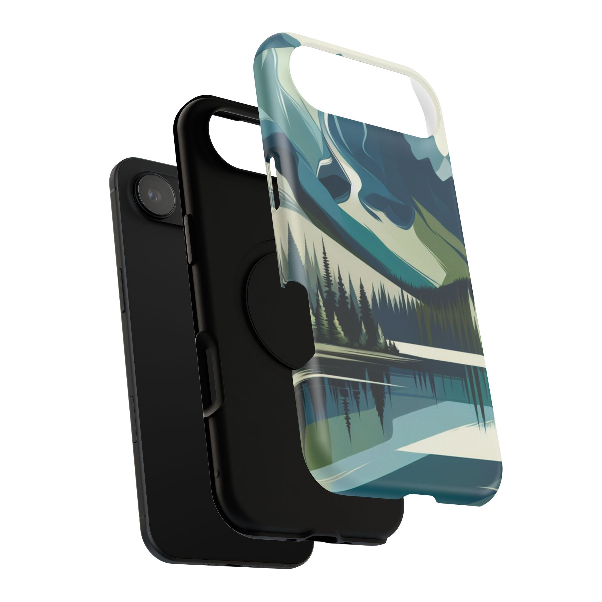 Impact Resistant Phone Case - Mountain Lake with Forest Design