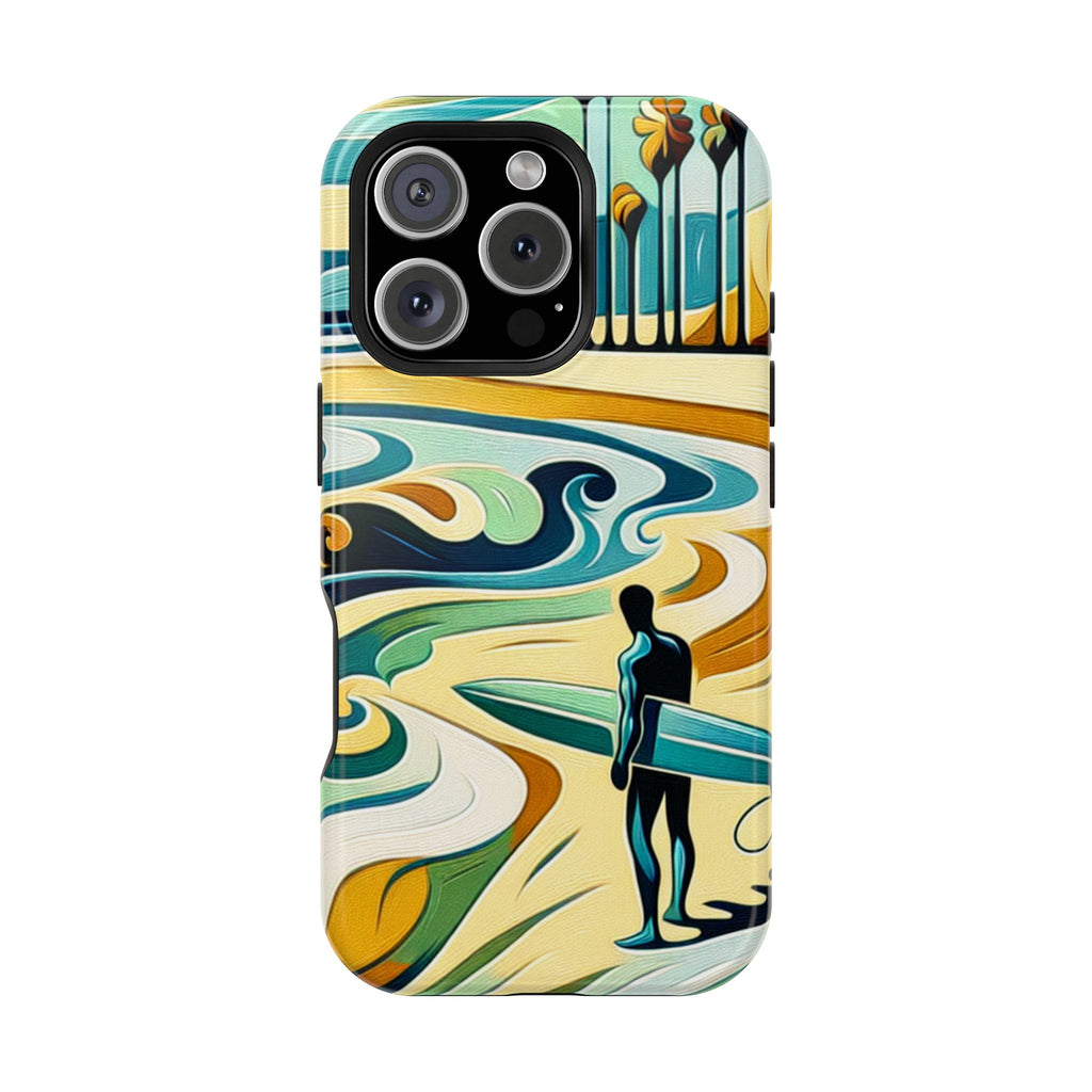 Surfboard Wave Art Phone Case — Impact-Resistant Beach Vibes iPhone Case