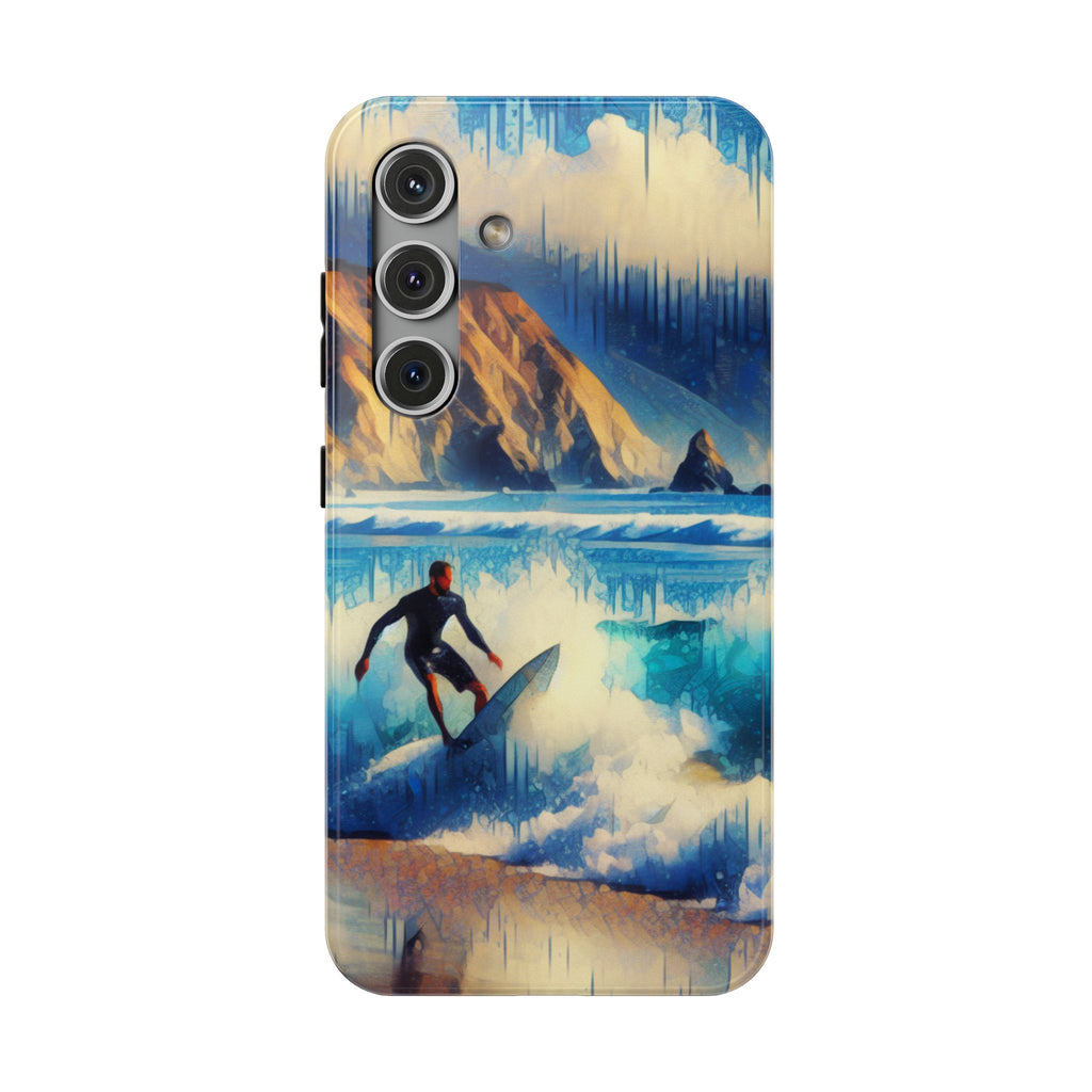 Surfer Wave Impact Phone Case – Vibrant Ocean Art Protective Cover