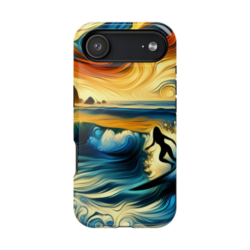 Impact Resistant Phone Case - Surfing Ocean Waves Design, Coastal Decor Gift