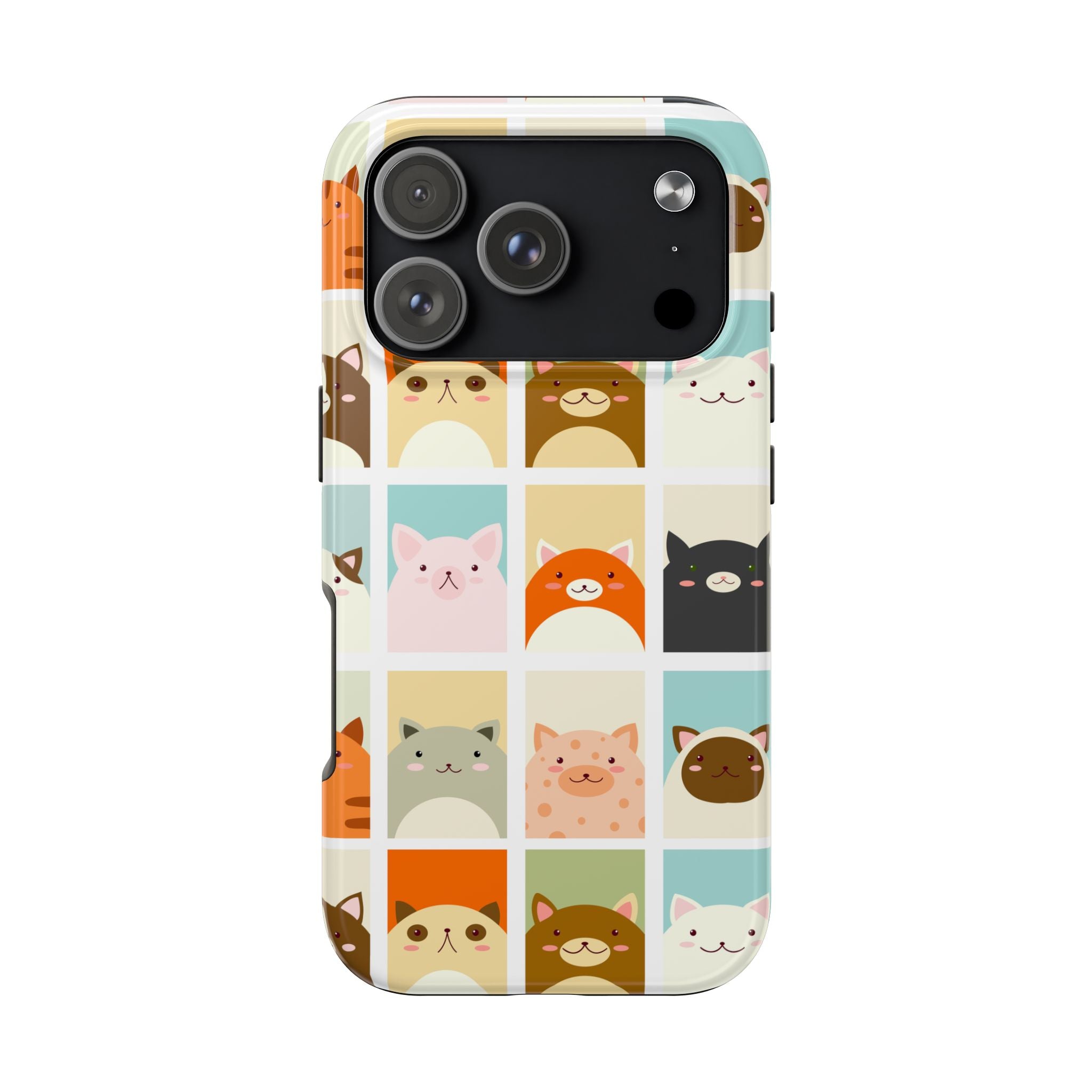 Cute Grid Cats Tough Phone Case