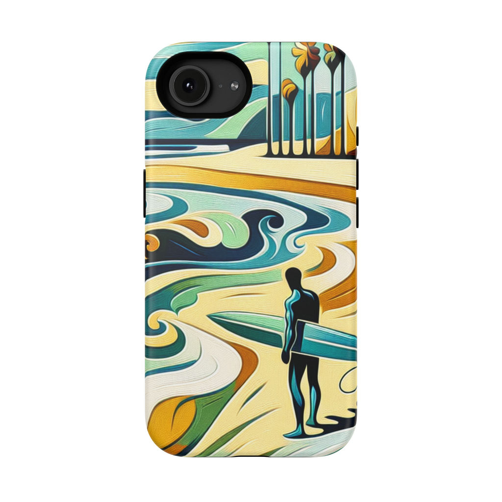 Surfboard Wave Art Phone Case — Impact-Resistant Beach Vibes iPhone Case