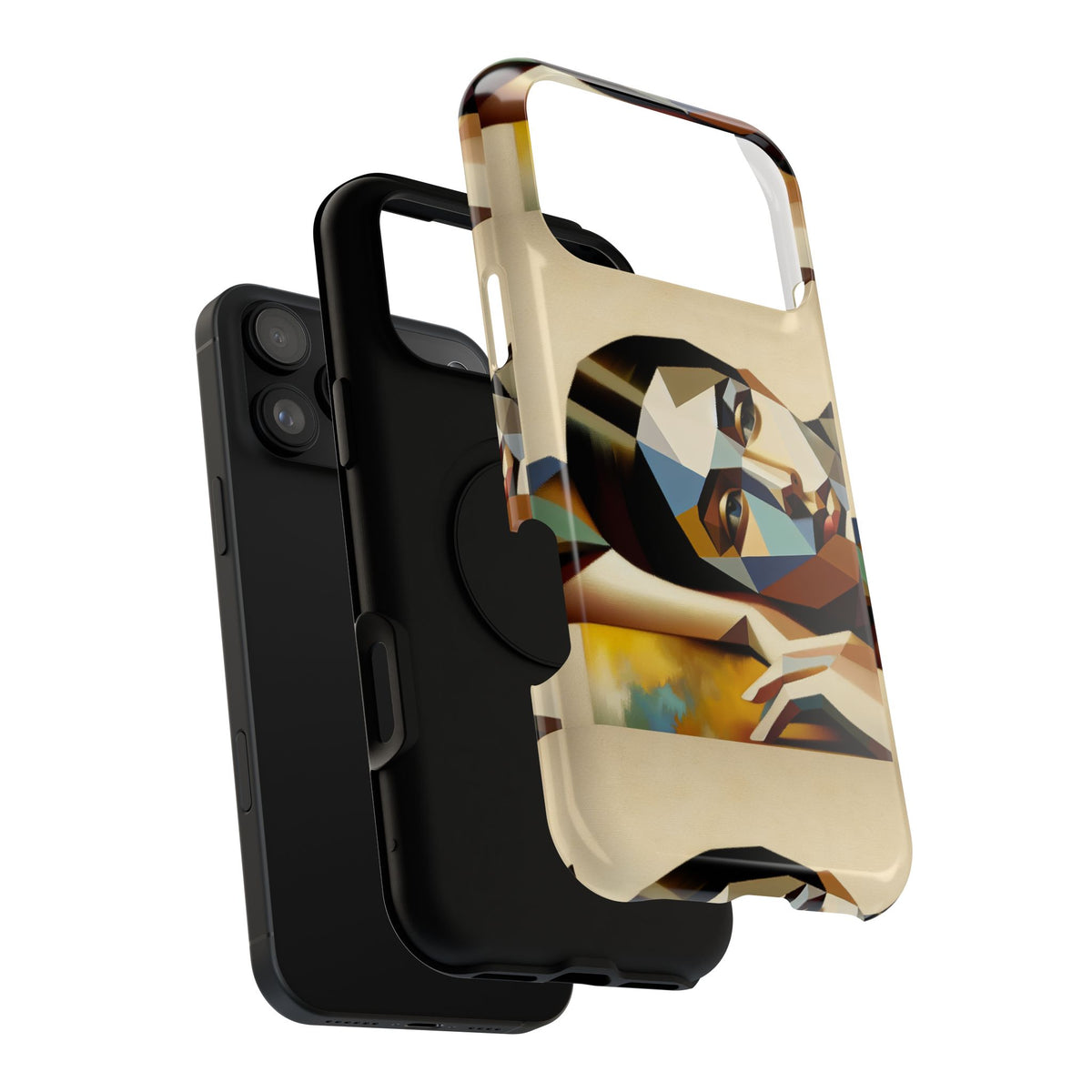 Geometric Portrait Impact-Resistant Phone Case — Abstract Face Art Protective Cover