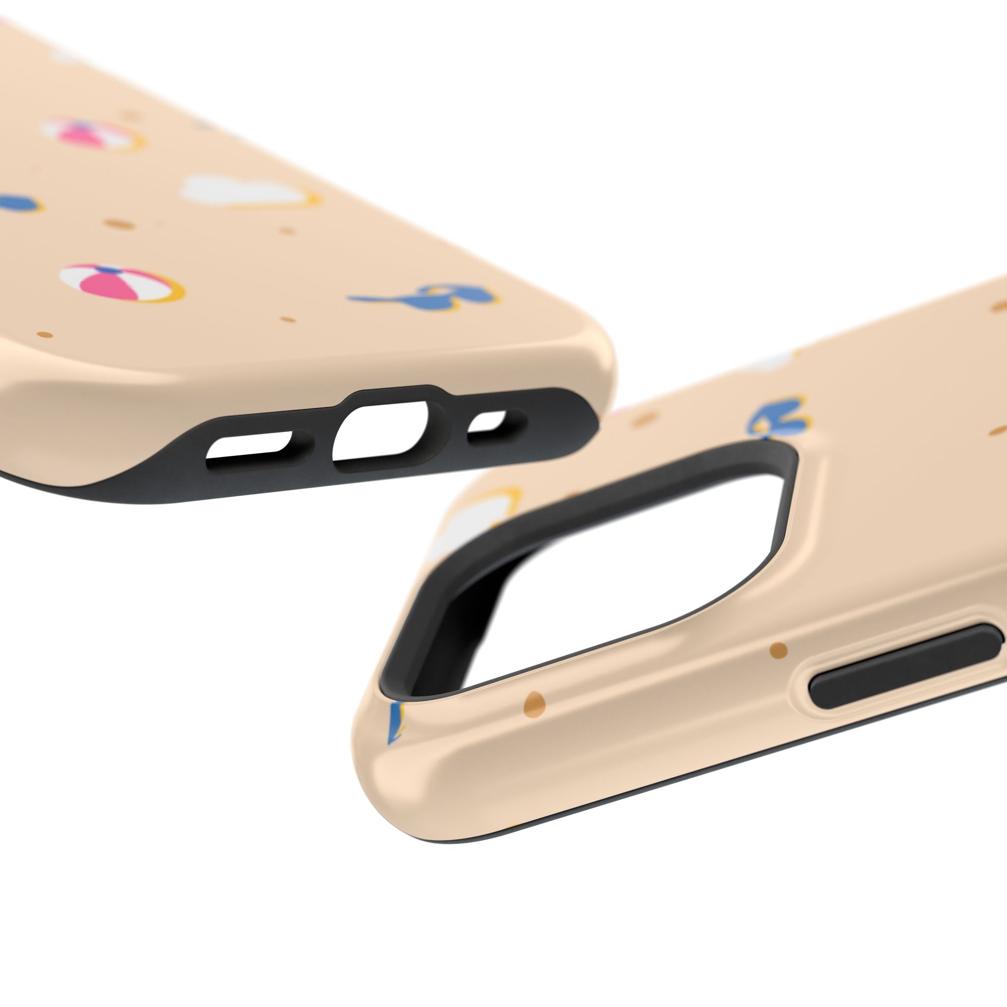 Beach Pattern Impact-Resistant Phone Case — Sunglasses, Beach Ball & Clouds Design