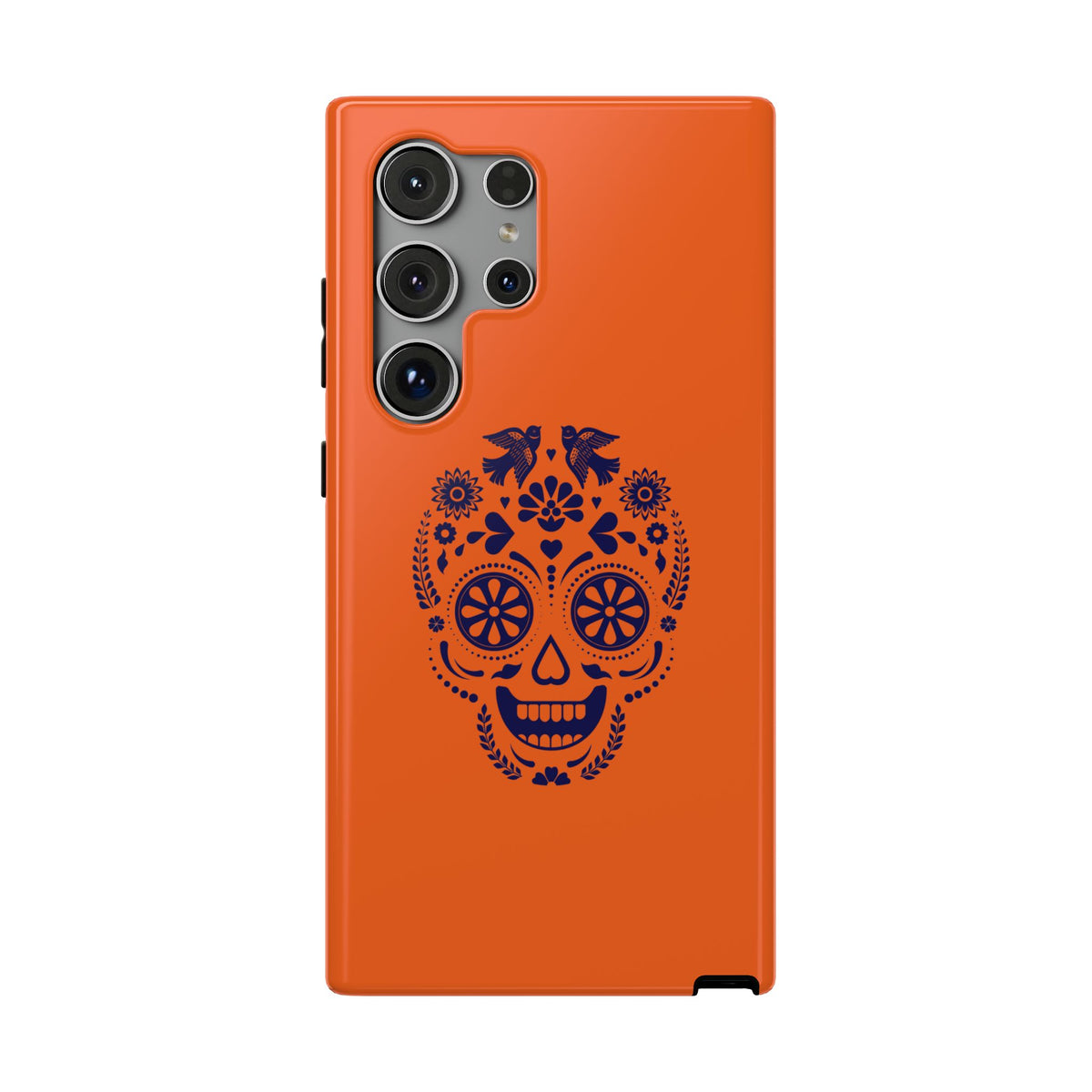 Sugar Skull Impact-Resistant Phone Case — Orange Day of the Dead Design