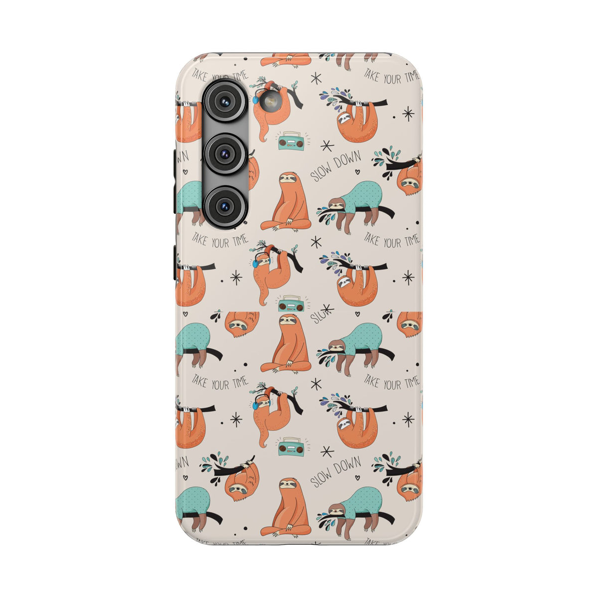 Sloth Pattern Impact-Resistant Phone Case — “Slow Down” Cute Protective Cover