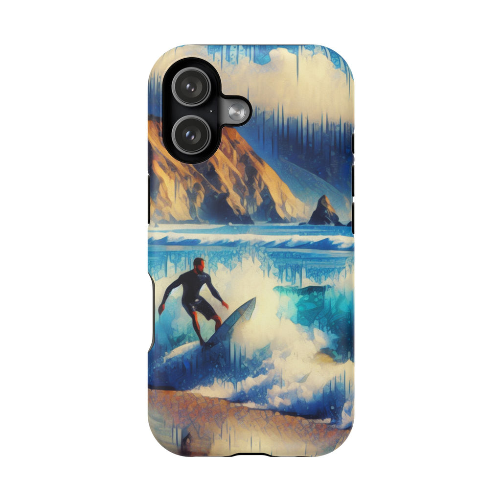 Surfer Wave Impact Phone Case – Vibrant Ocean Art Protective Cover