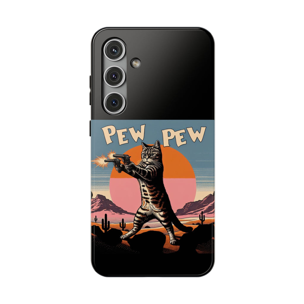 Pew Pew Cat Phone Case — Retro Shooter Impact-Resistant iPhone Cover